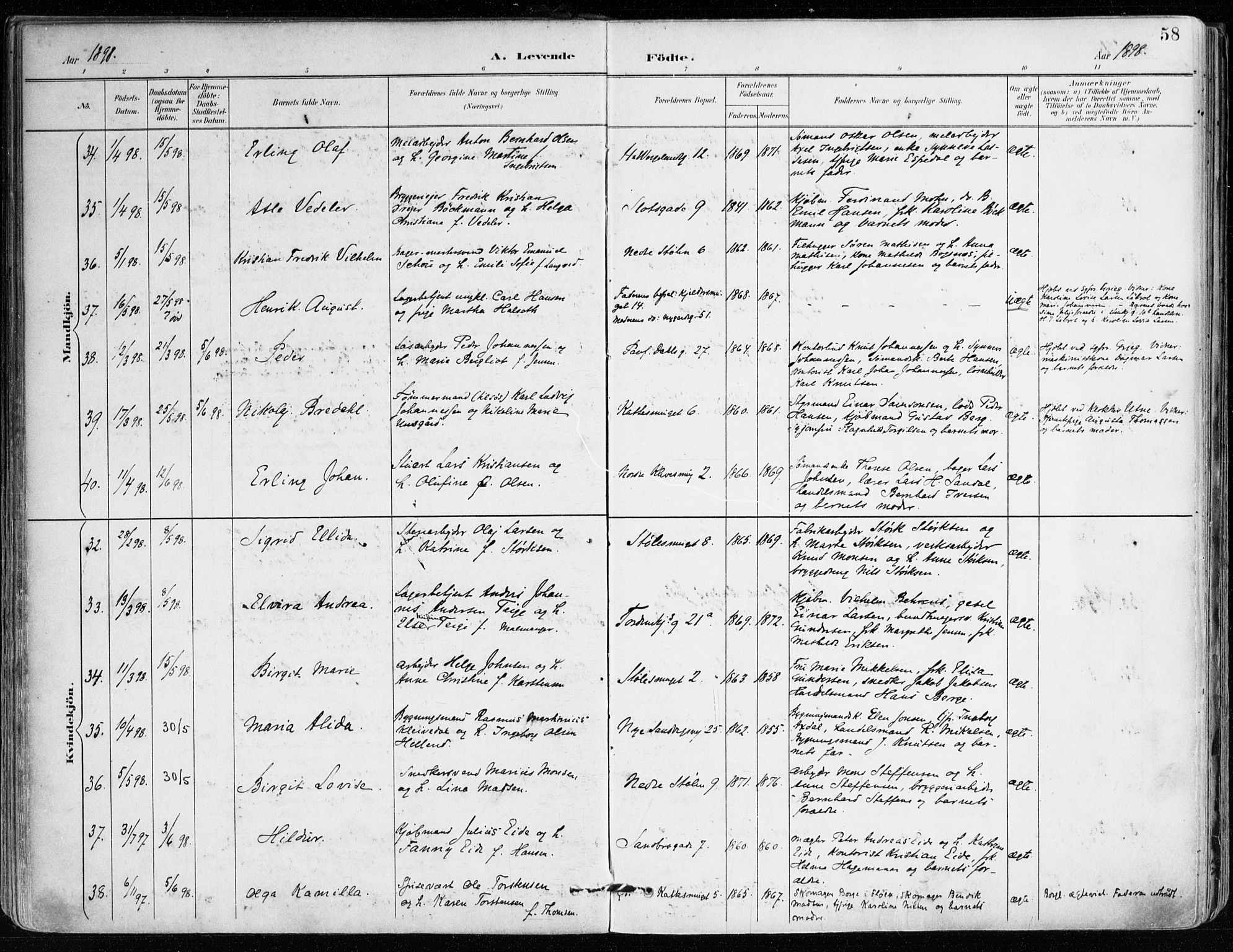 Mariakirken Sokneprestembete, AV/SAB-A-76901/H/Haa/L0008: Parish register (official) no. A 8, 1893-1942, p. 58