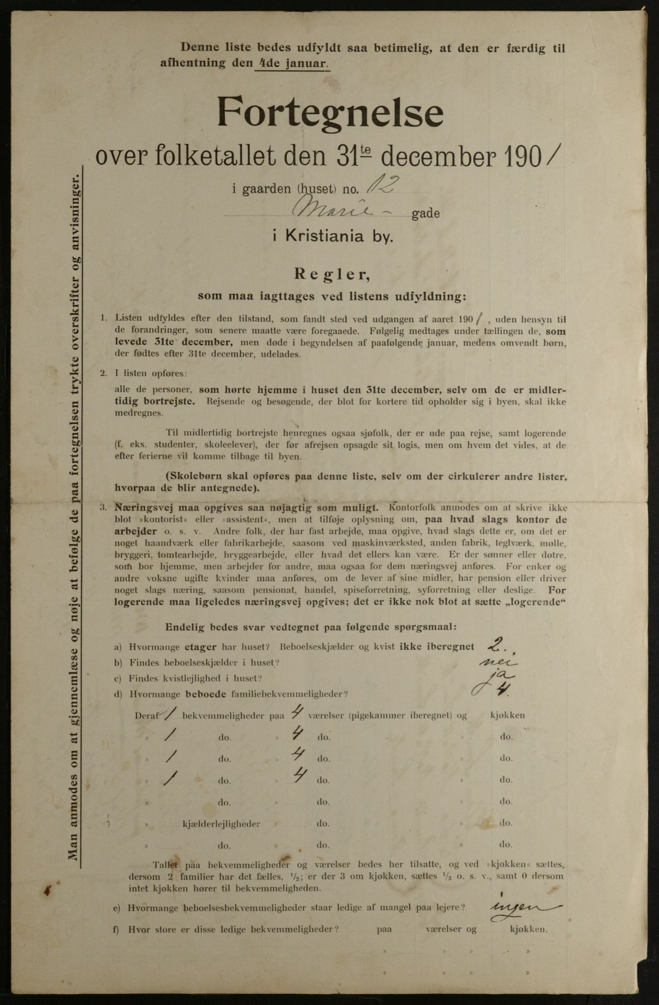 OBA, Municipal Census 1901 for Kristiania, 1901, p. 9743