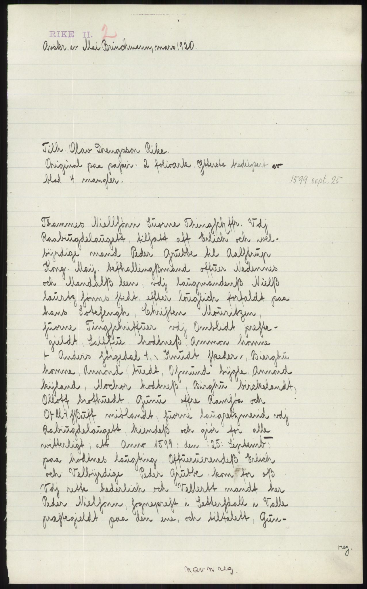 Samlinger til kildeutgivelse, Diplomavskriftsamlingen, AV/RA-EA-4053/H/Ha, p. 711