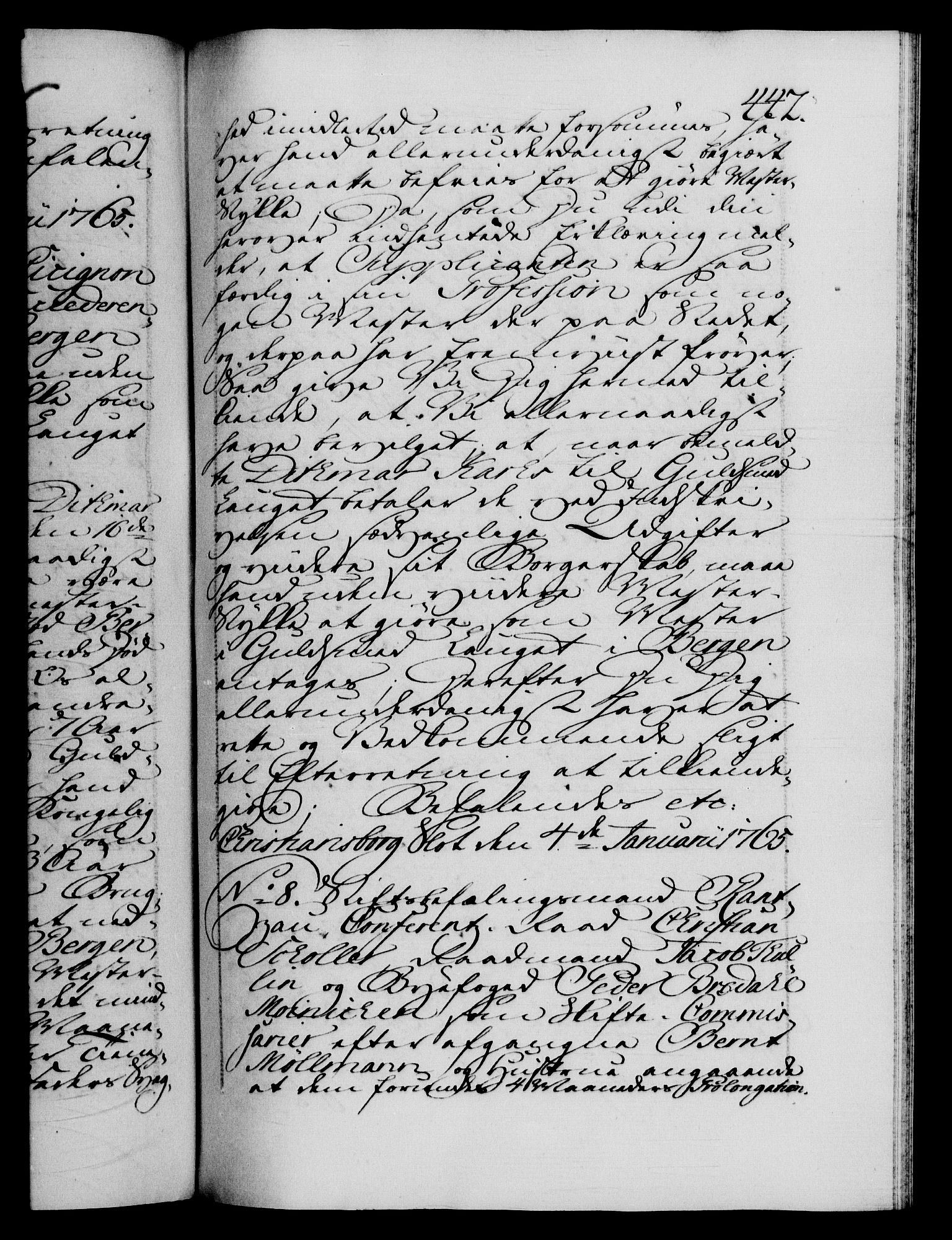 Danske Kanselli 1572-1799, AV/RA-EA-3023/F/Fc/Fca/Fcab/L0037: Norske tegnelser, 1762-1766, p. 442a