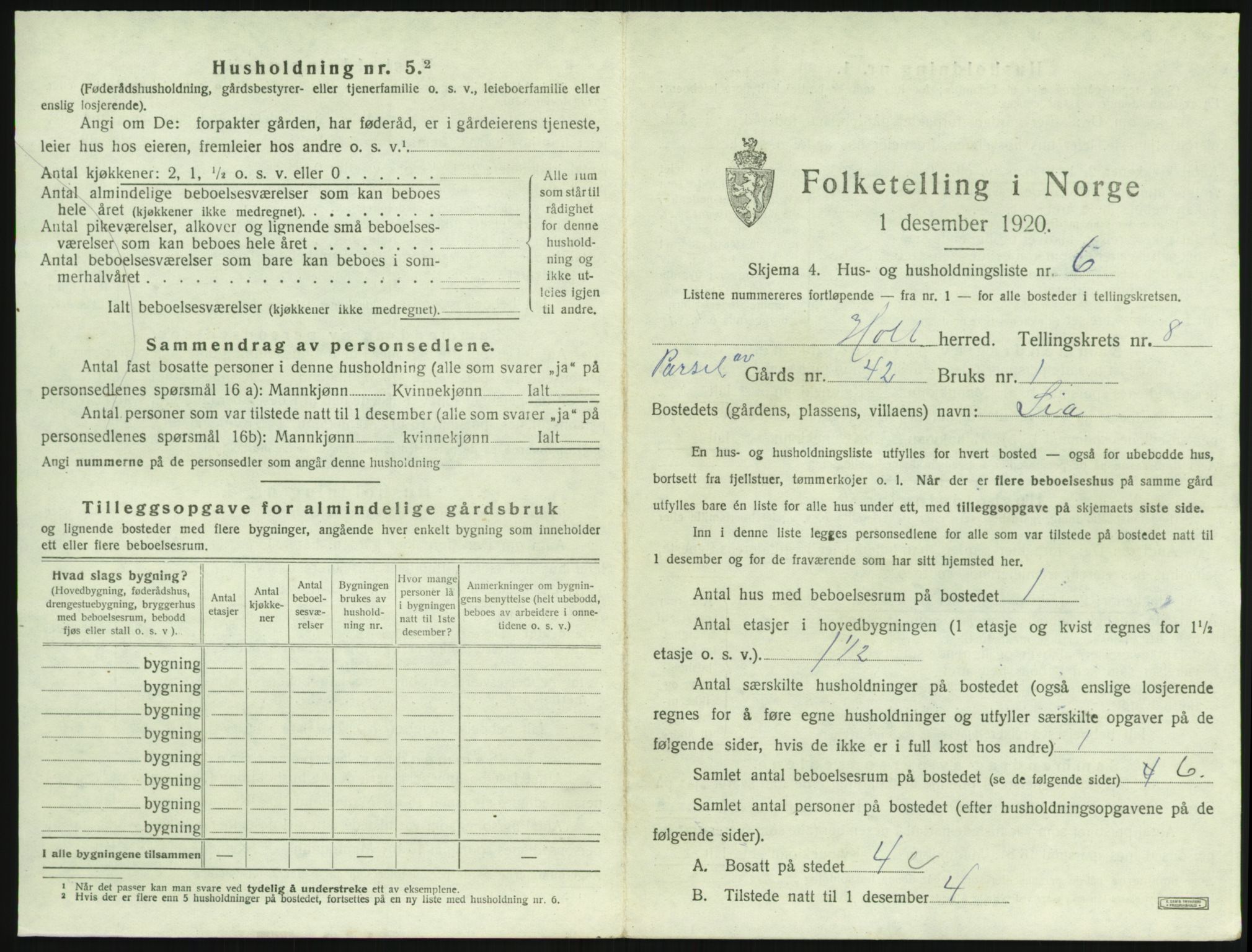 SAK, 1920 census for Holt, 1920, p. 736