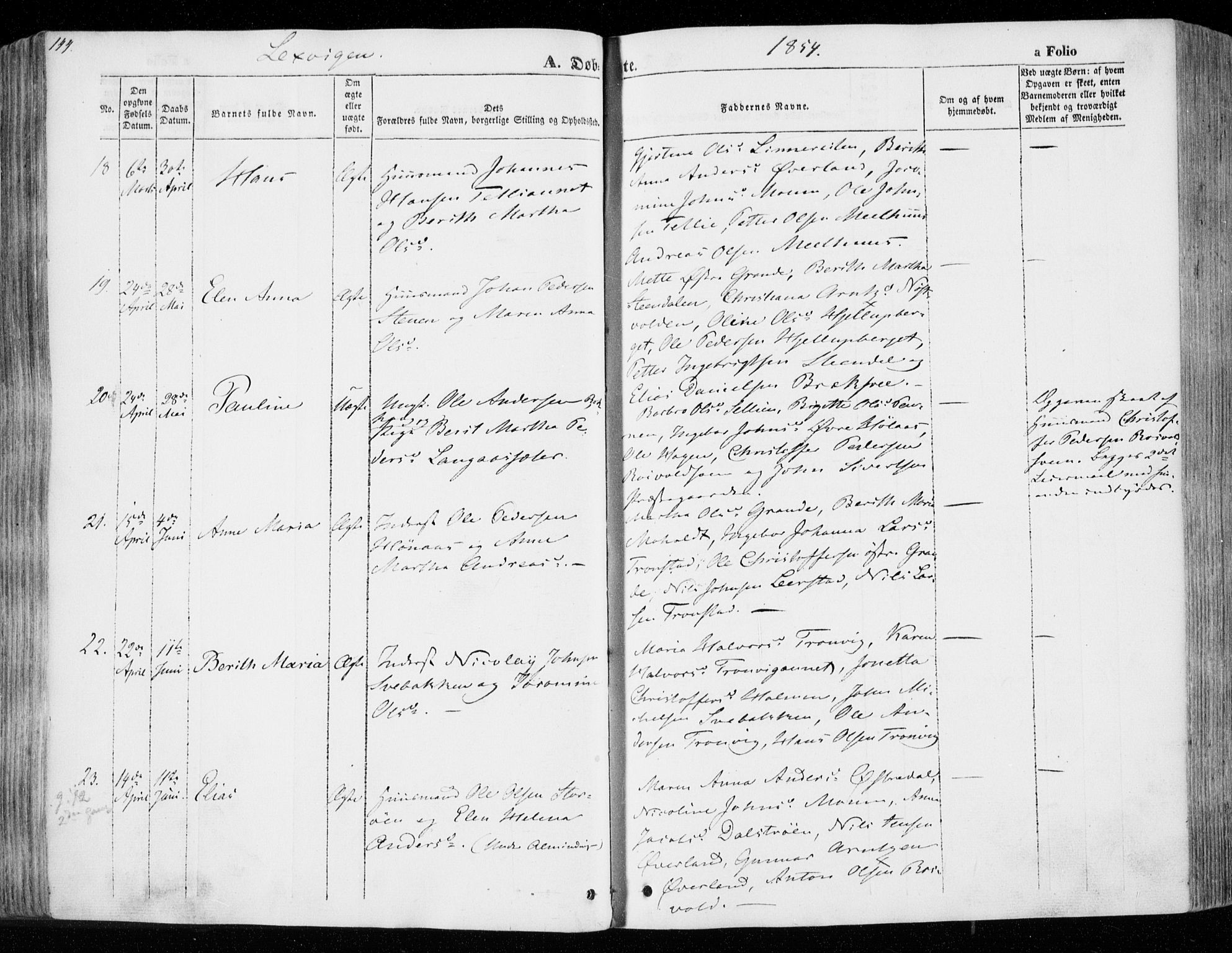 Ministerialprotokoller, klokkerbøker og fødselsregistre - Nord-Trøndelag, AV/SAT-A-1458/701/L0007: Parish register (official) no. 701A07 /1, 1842-1854, p. 144