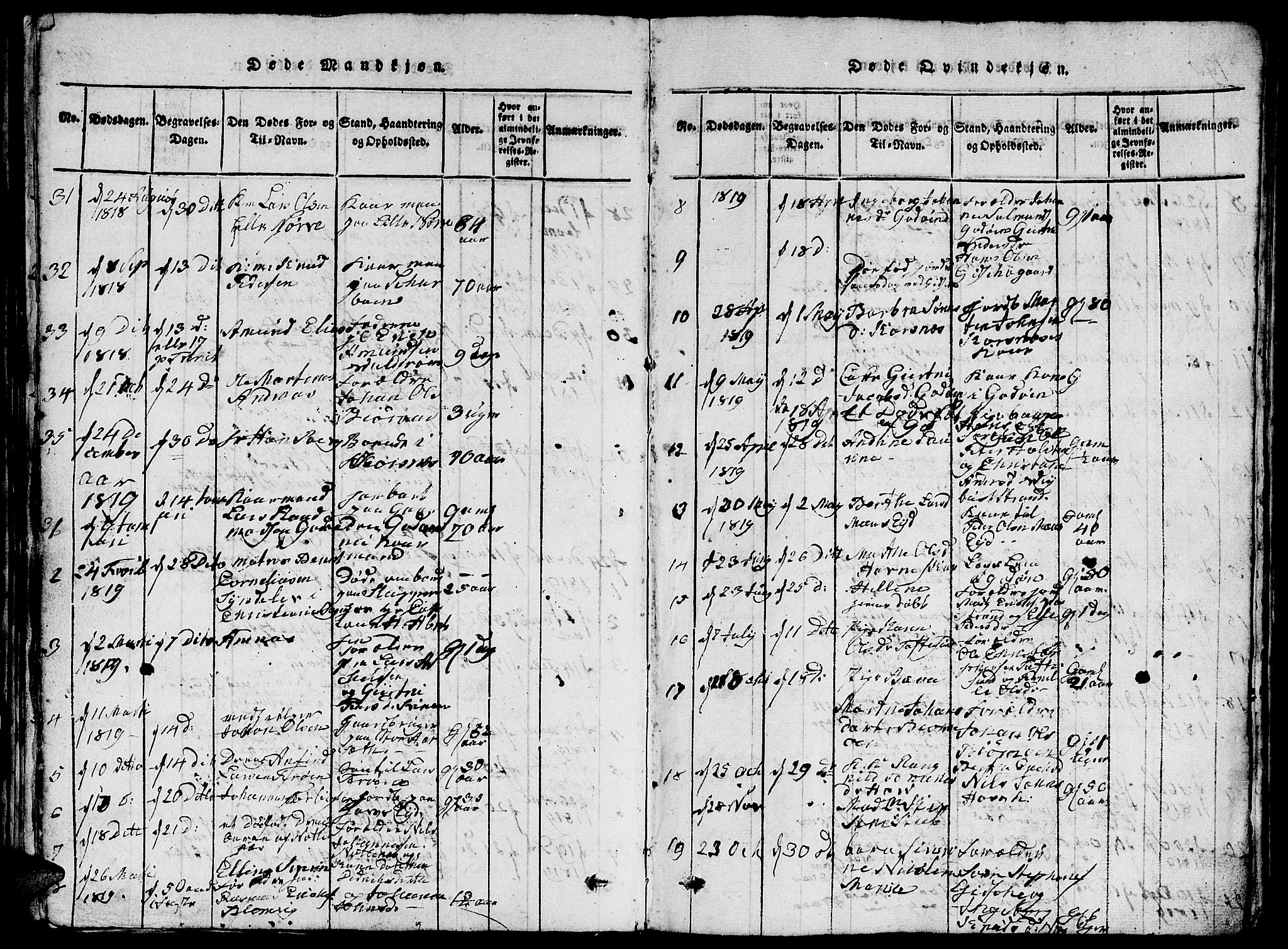 Ministerialprotokoller, klokkerbøker og fødselsregistre - Møre og Romsdal, AV/SAT-A-1454/528/L0423: Parish register (copy) no. 528C04, 1816-1827