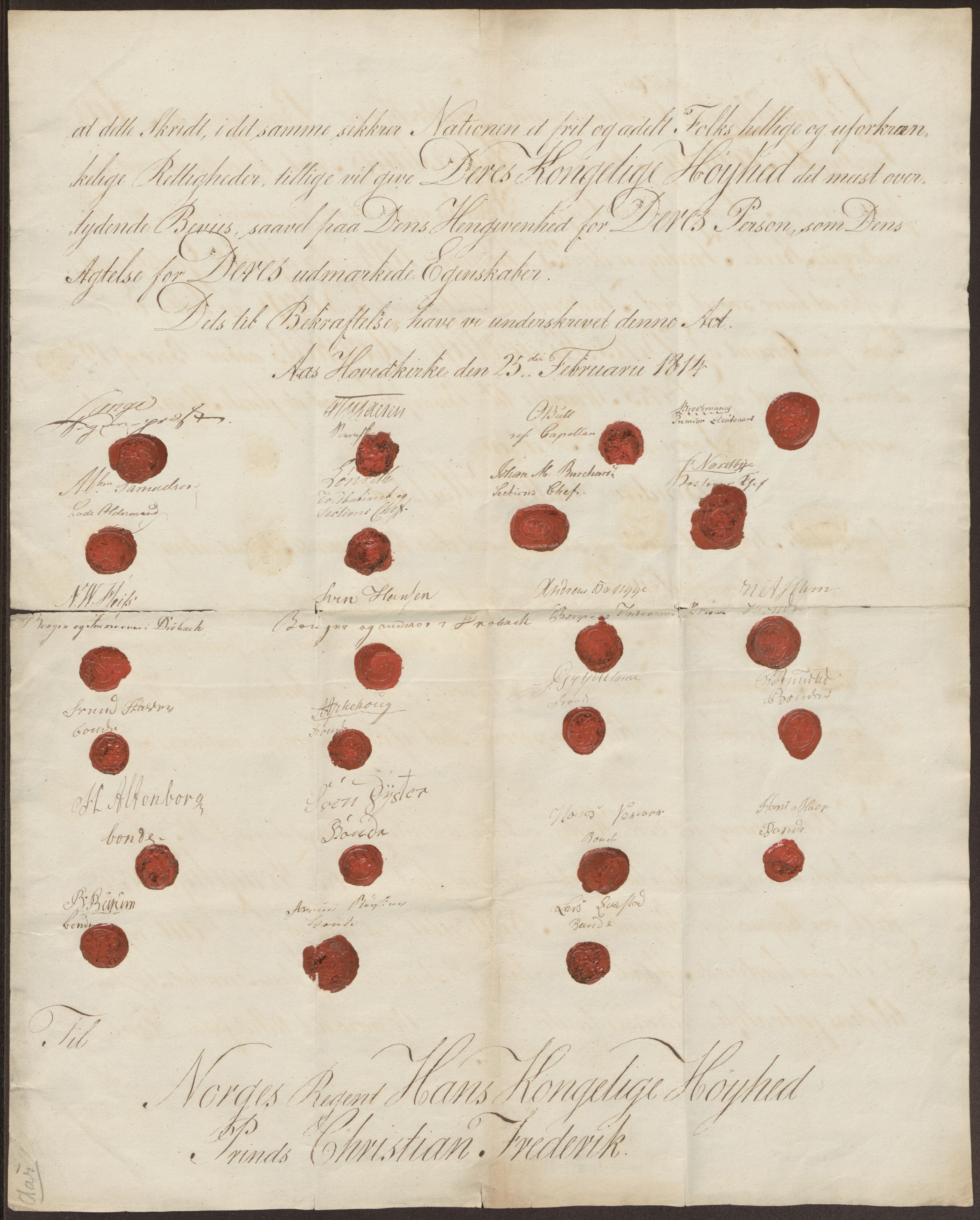 Statsrådssekretariatet, RA/S-1001/D/Db/L0007: Fullmakter for Eidsvollsrepresentantene i 1814. , 1814, p. 213