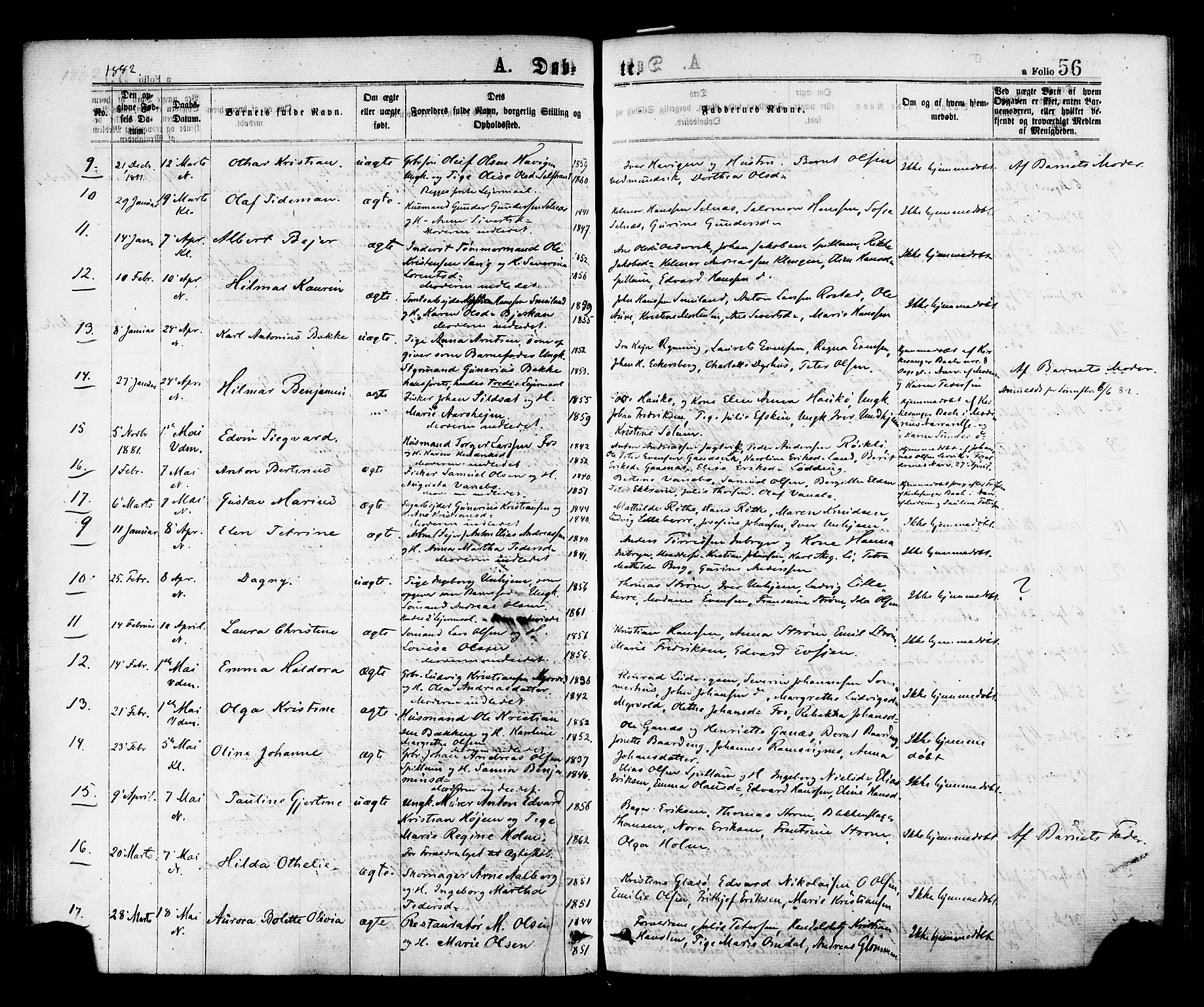 Ministerialprotokoller, klokkerbøker og fødselsregistre - Nord-Trøndelag, SAT/A-1458/768/L0572: Parish register (official) no. 768A07, 1874-1886, p. 56