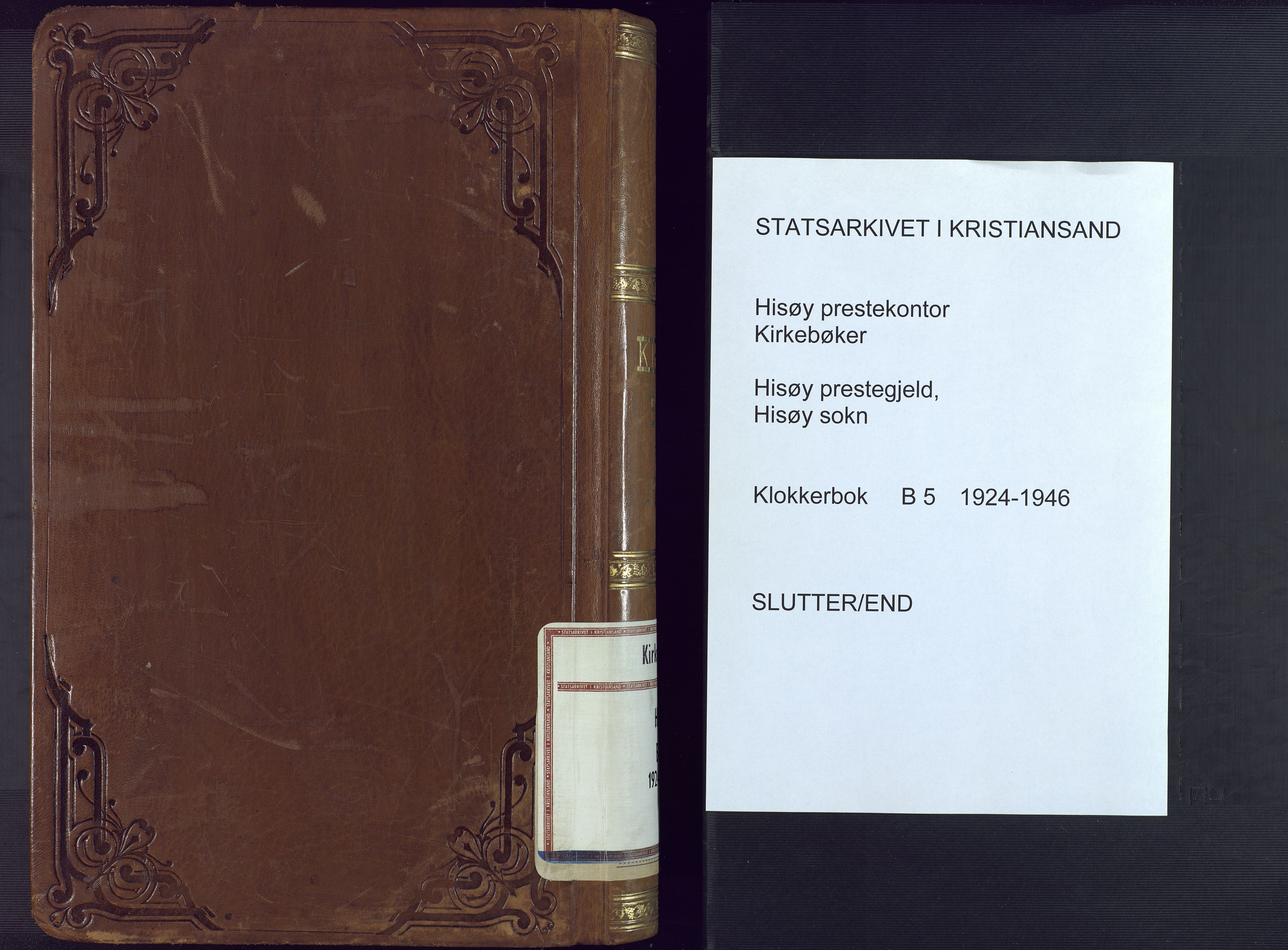 Hisøy sokneprestkontor, AV/SAK-1111-0020/F/Fb/L0005: Parish register (copy) no. B 5, 1924-1946