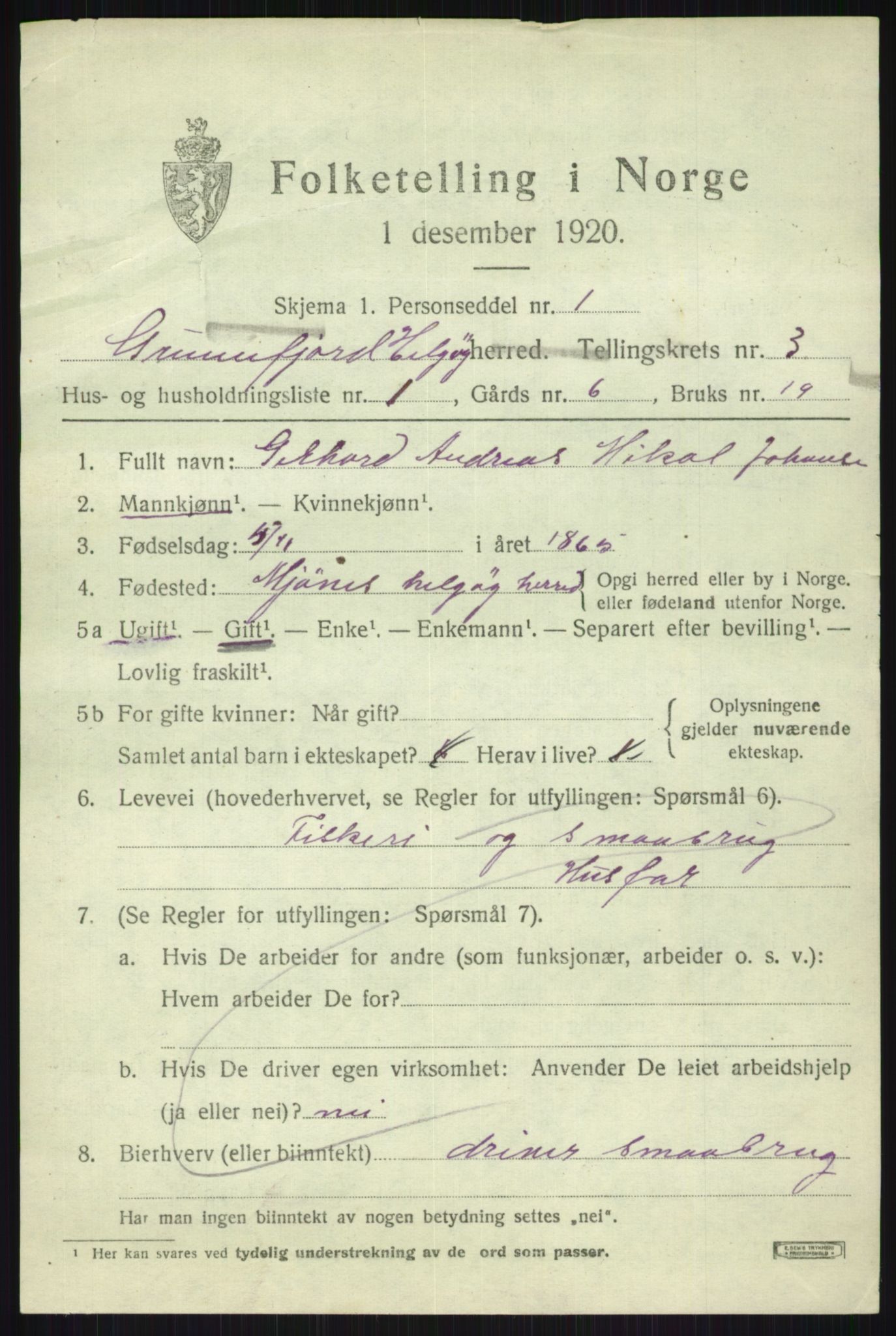 SATØ, 1920 census for Helgøy, 1920, p. 1387