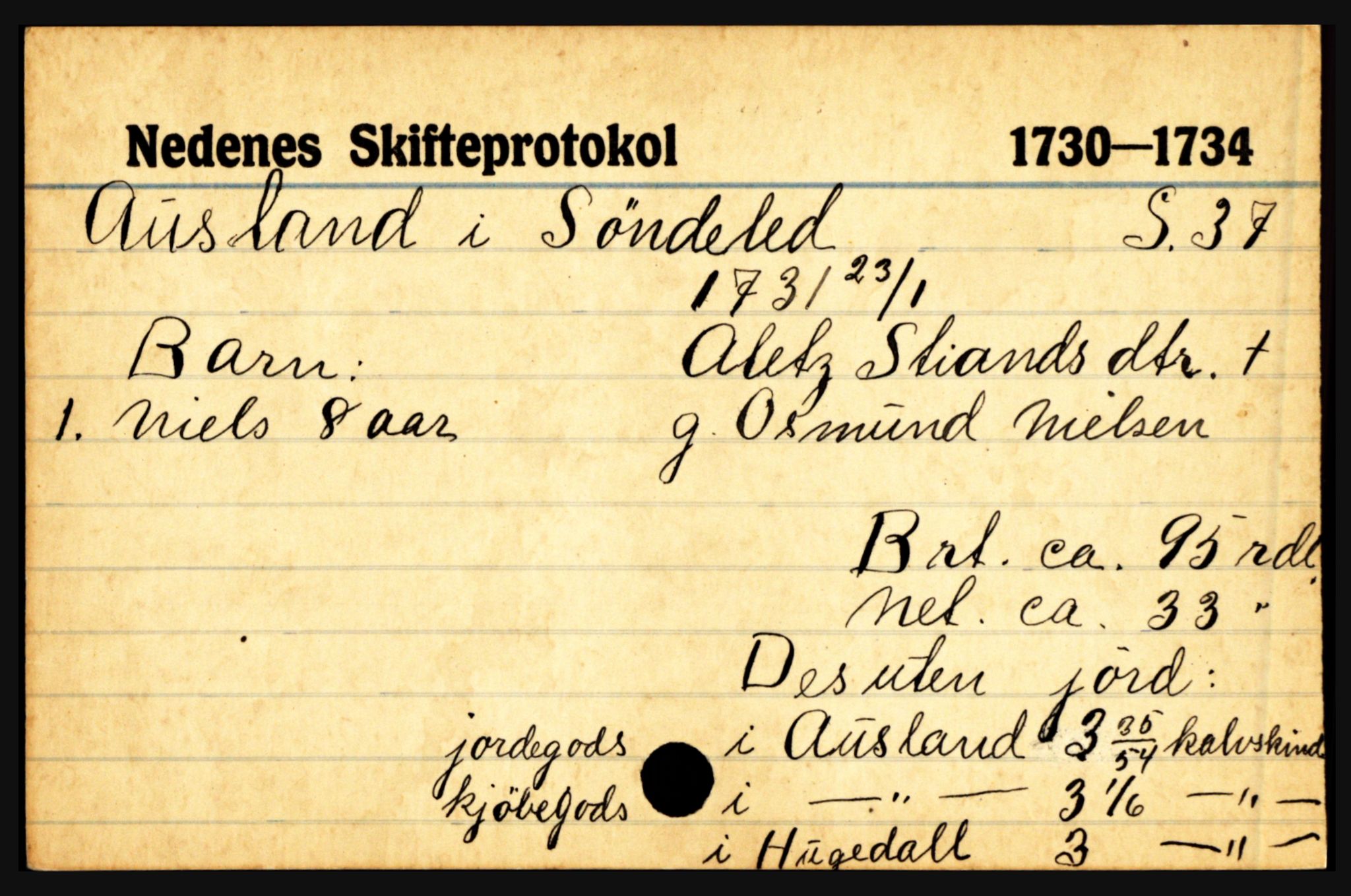 Nedenes sorenskriveri før 1824, AV/SAK-1221-0007/H, p. 1475
