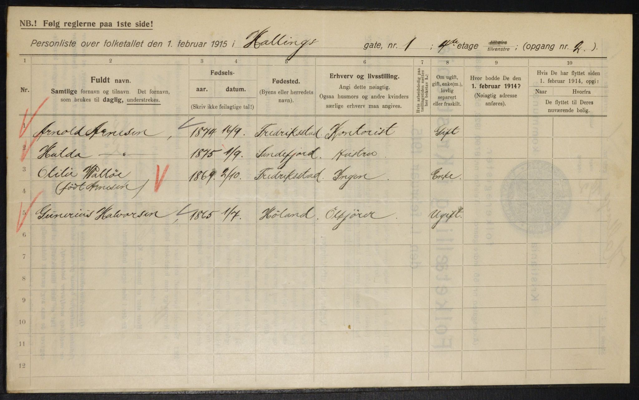 OBA, Municipal Census 1915 for Kristiania, 1915, p. 33659