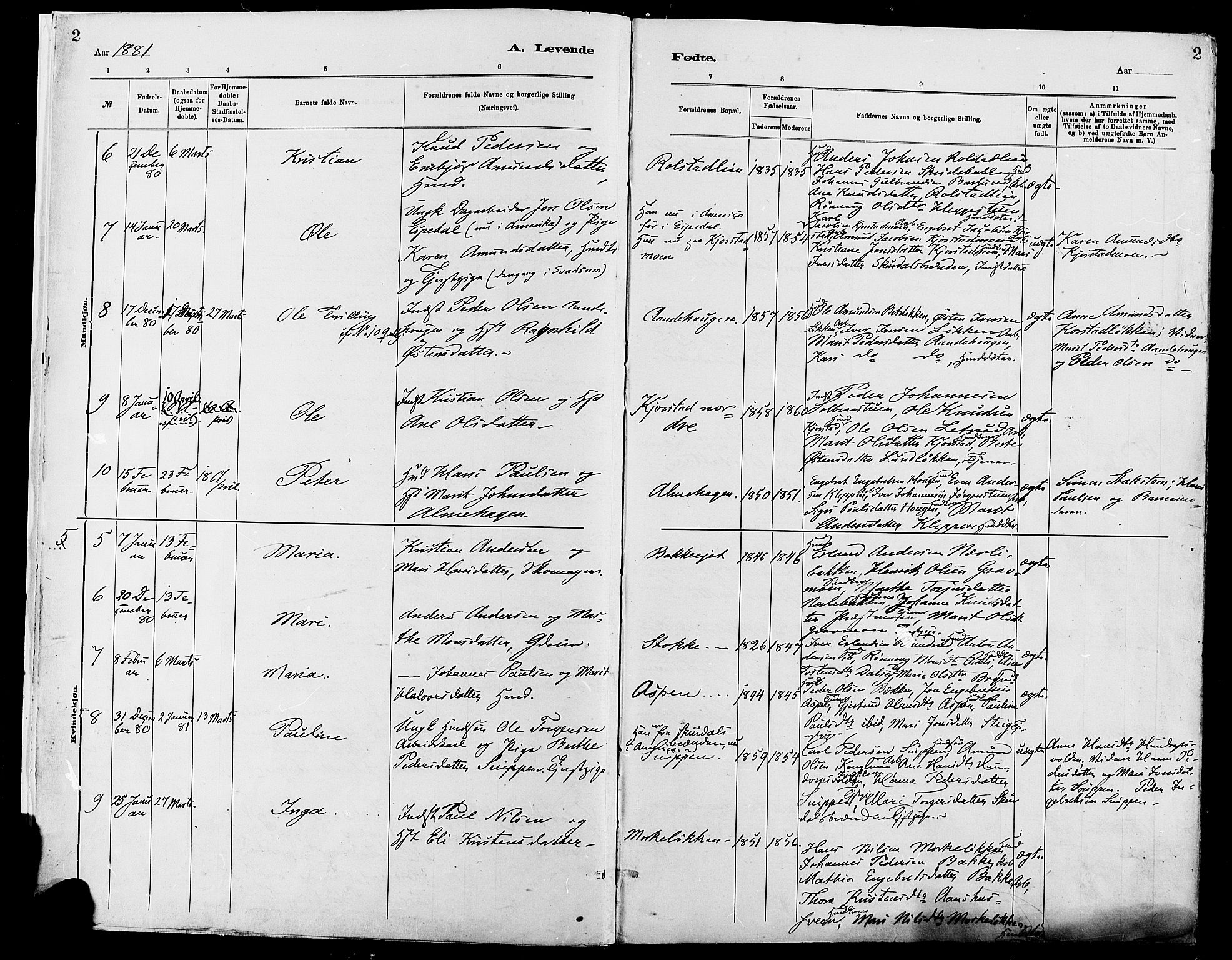 Sør-Fron prestekontor, SAH/PREST-010/H/Ha/Haa/L0003: Parish register (official) no. 3, 1881-1897, p. 2