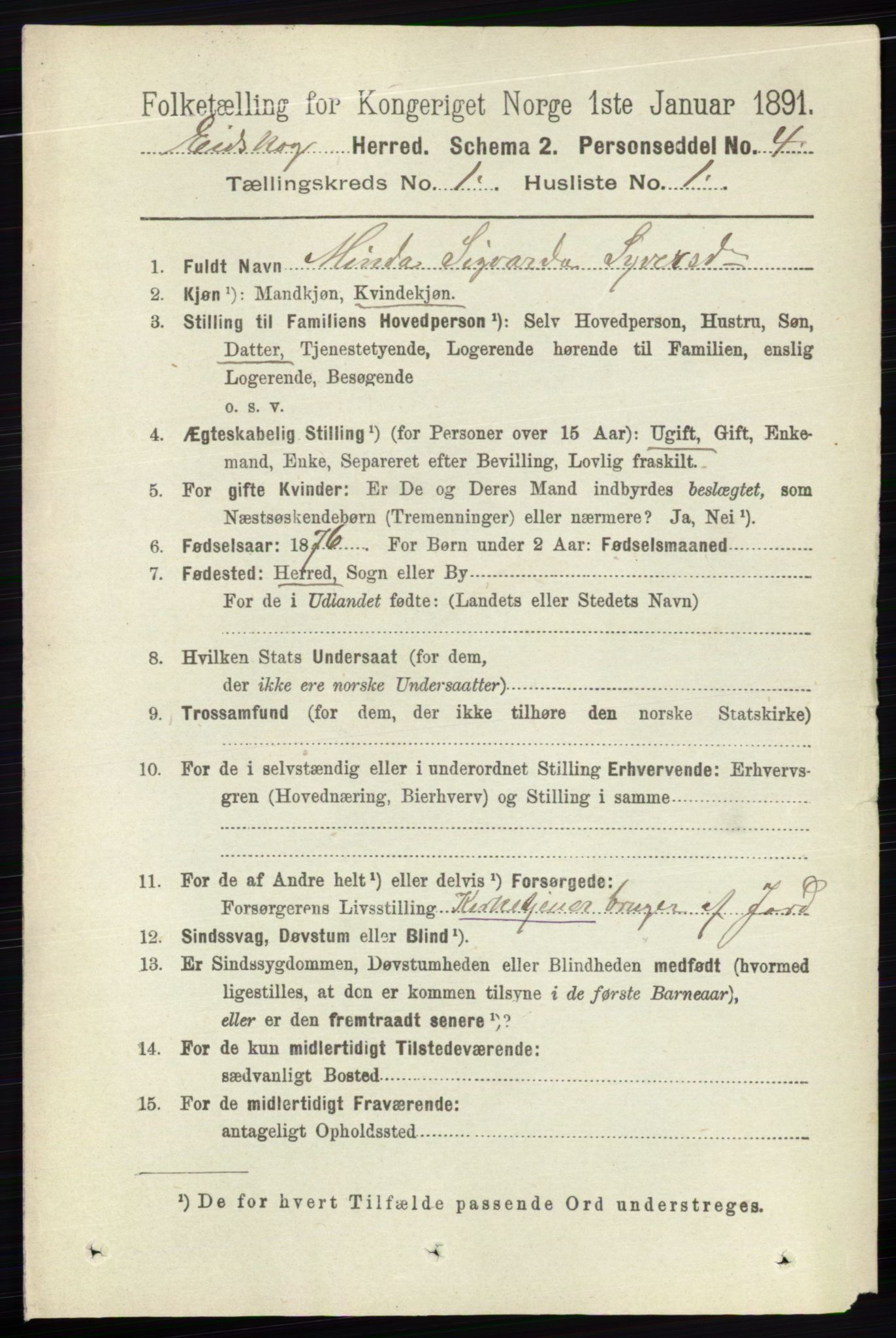 RA, 1891 census for 0420 Eidskog, 1891, p. 97