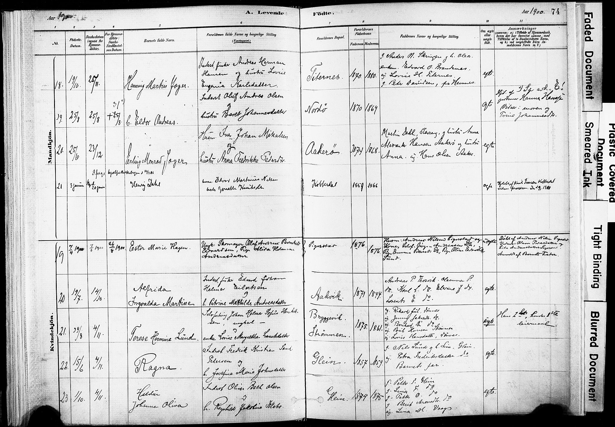 Ministerialprotokoller, klokkerbøker og fødselsregistre - Nordland, AV/SAT-A-1459/835/L0525: Parish register (official) no. 835A03I, 1881-1910, p. 74