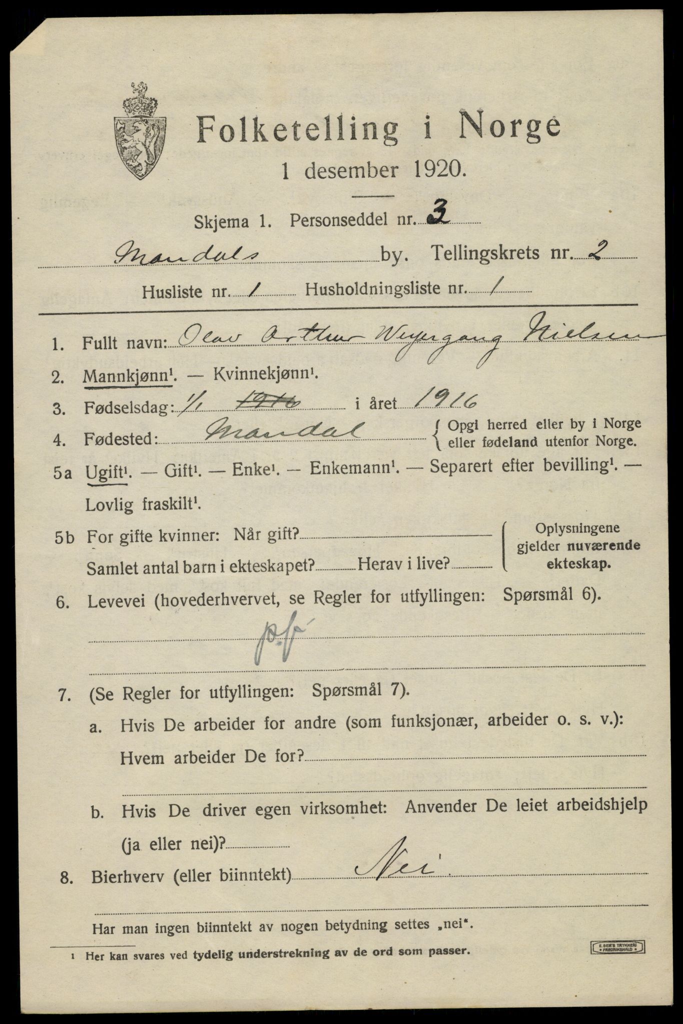 SAK, 1920 census for Mandal, 1920, p. 4209