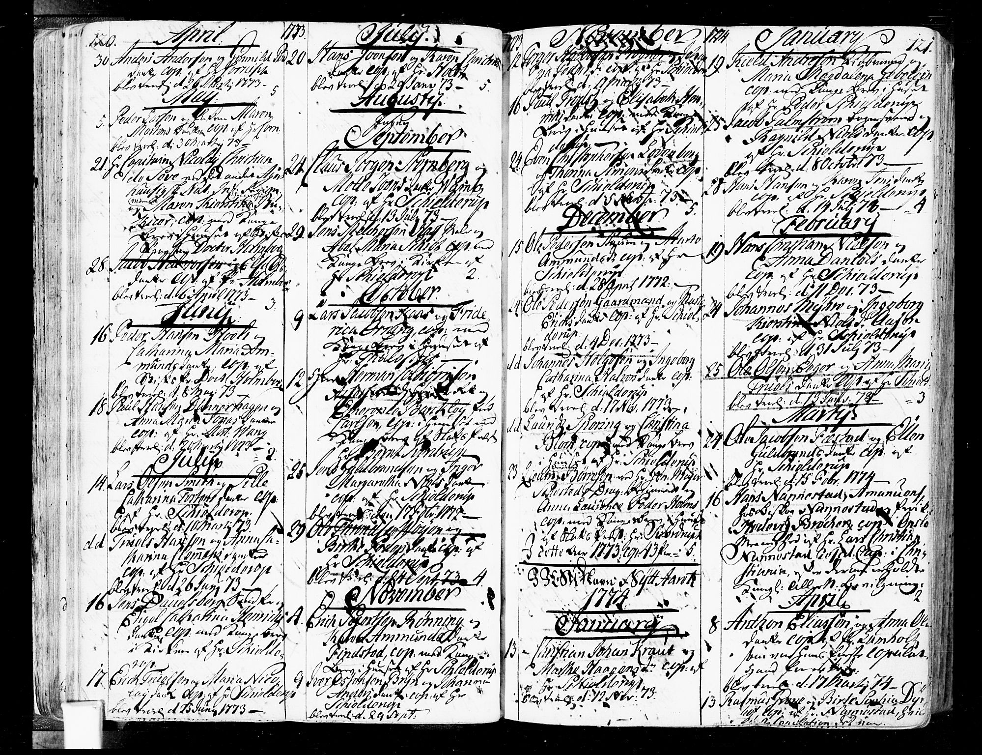 Oslo domkirke Kirkebøker, SAO/A-10752/F/Fa/L0004: Parish register (official) no. 4, 1743-1786, p. 120-121