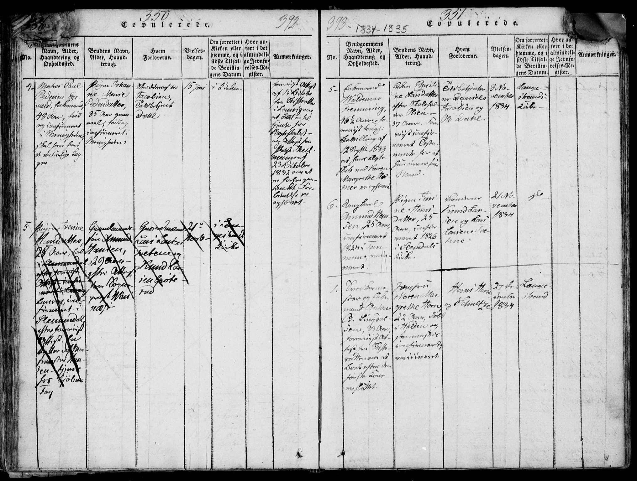 Larvik kirkebøker, SAKO/A-352/F/Fb/L0002: Parish register (official) no. II 2, 1818-1842, p. 350-351