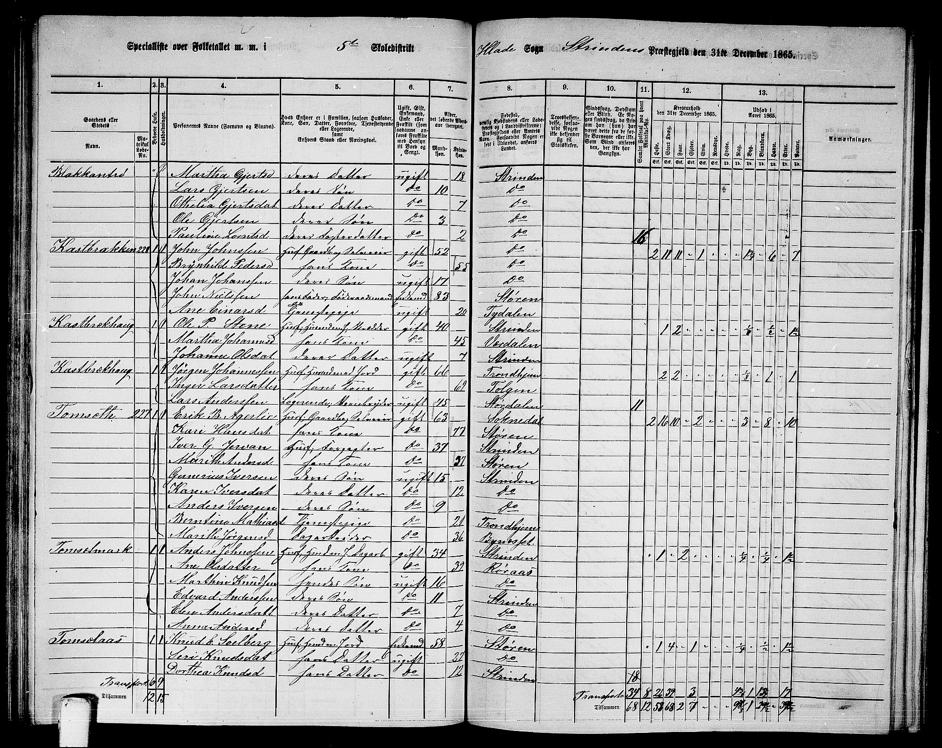 RA, 1865 census for Strinda, 1865, p. 122