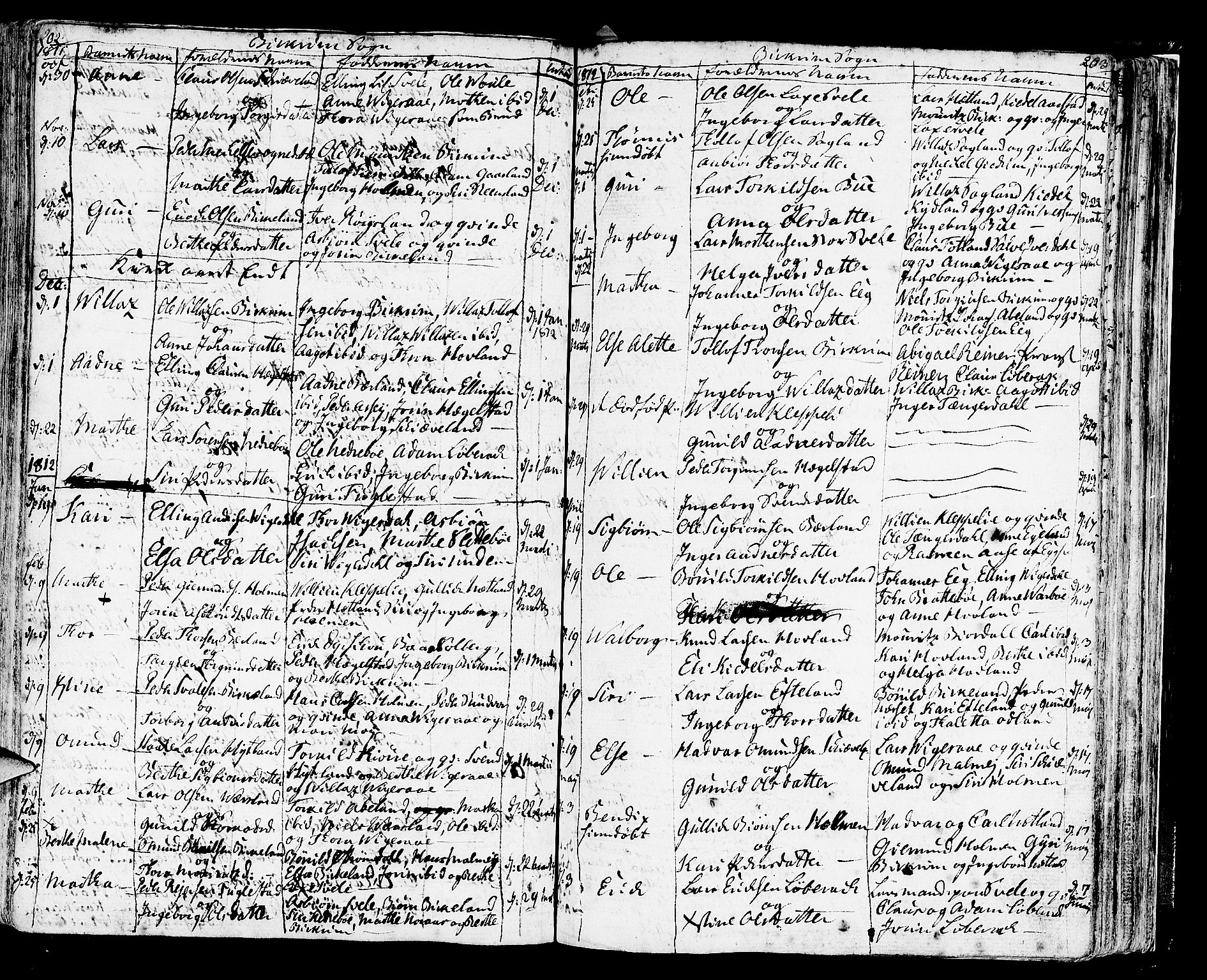 Helleland sokneprestkontor, SAST/A-101810: Parish register (official) no. A 3 /2, 1791-1817, p. 202-203