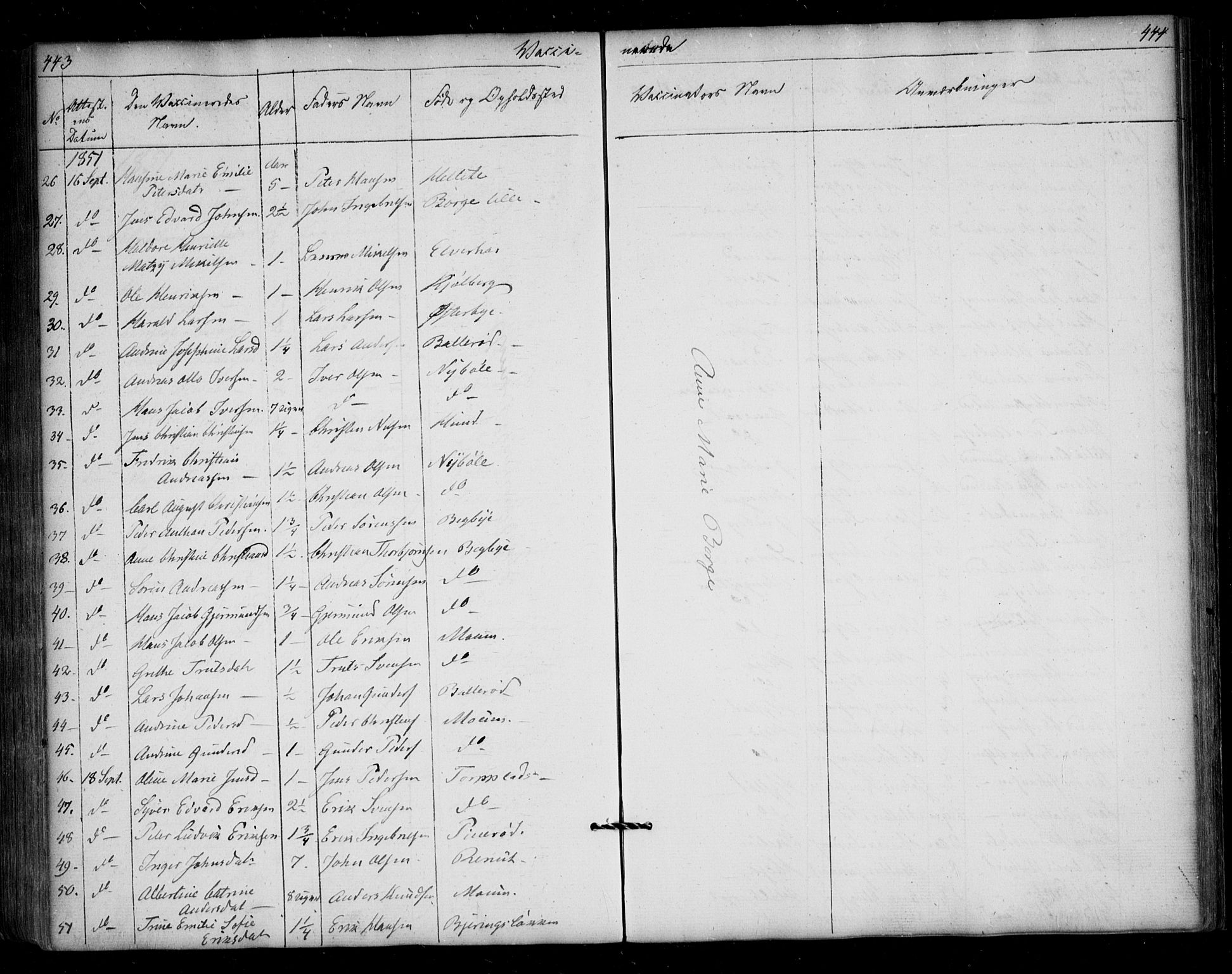 Borge prestekontor Kirkebøker, SAO/A-10903/F/Fa/L0005: Parish register (official) no. I 5, 1848-1860, p. 443-444