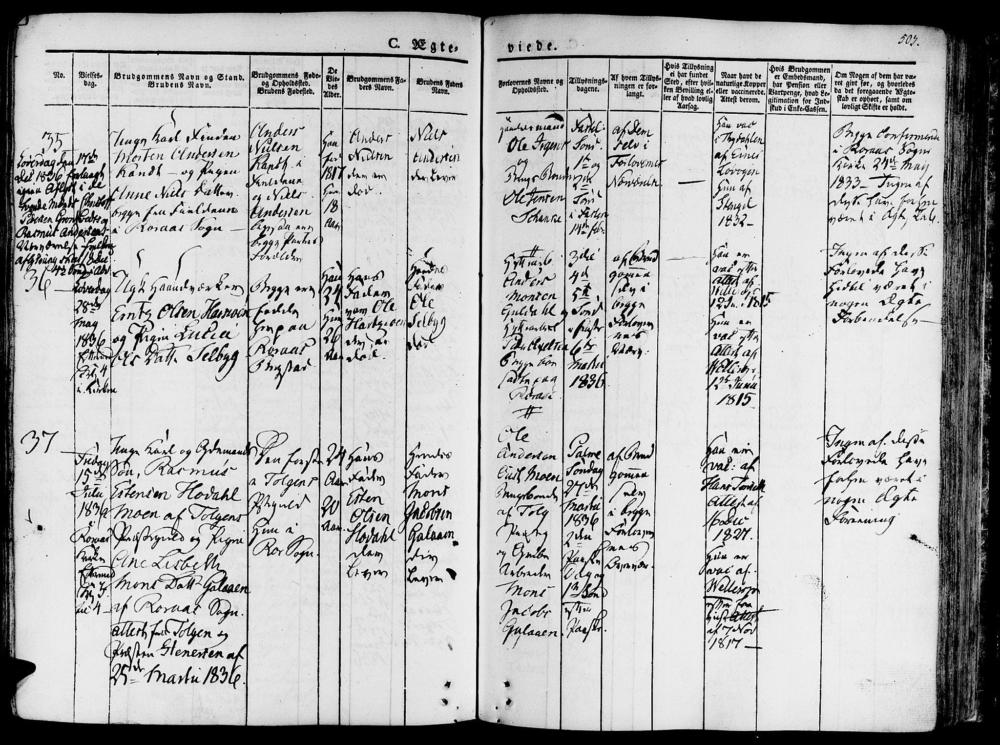 Ministerialprotokoller, klokkerbøker og fødselsregistre - Sør-Trøndelag, AV/SAT-A-1456/681/L0930: Parish register (official) no. 681A08, 1829-1844, p. 503