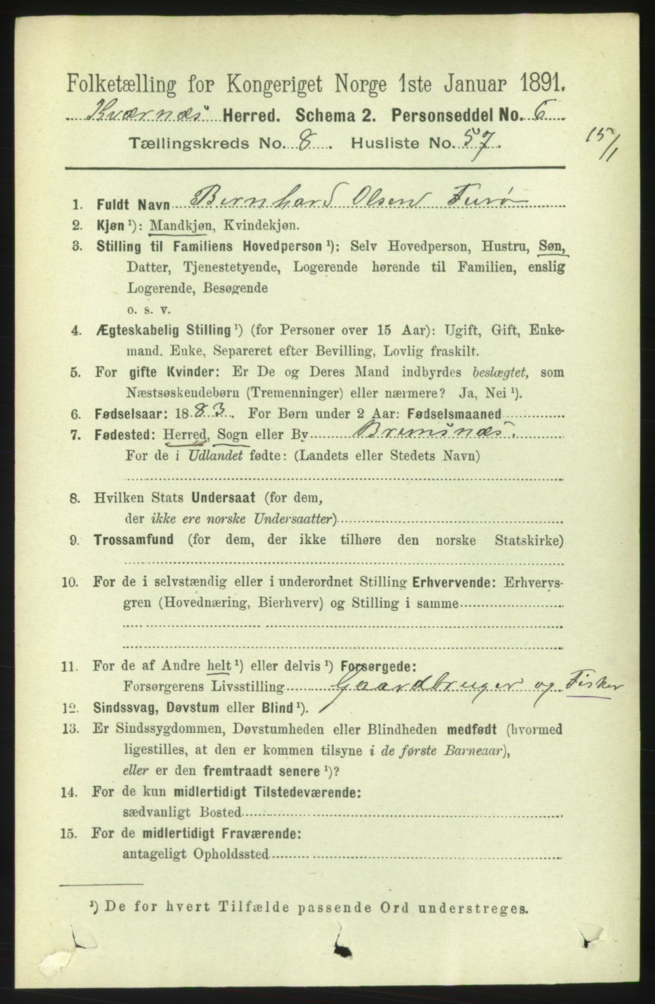 RA, 1891 census for 1553 Kvernes, 1891, p. 3880