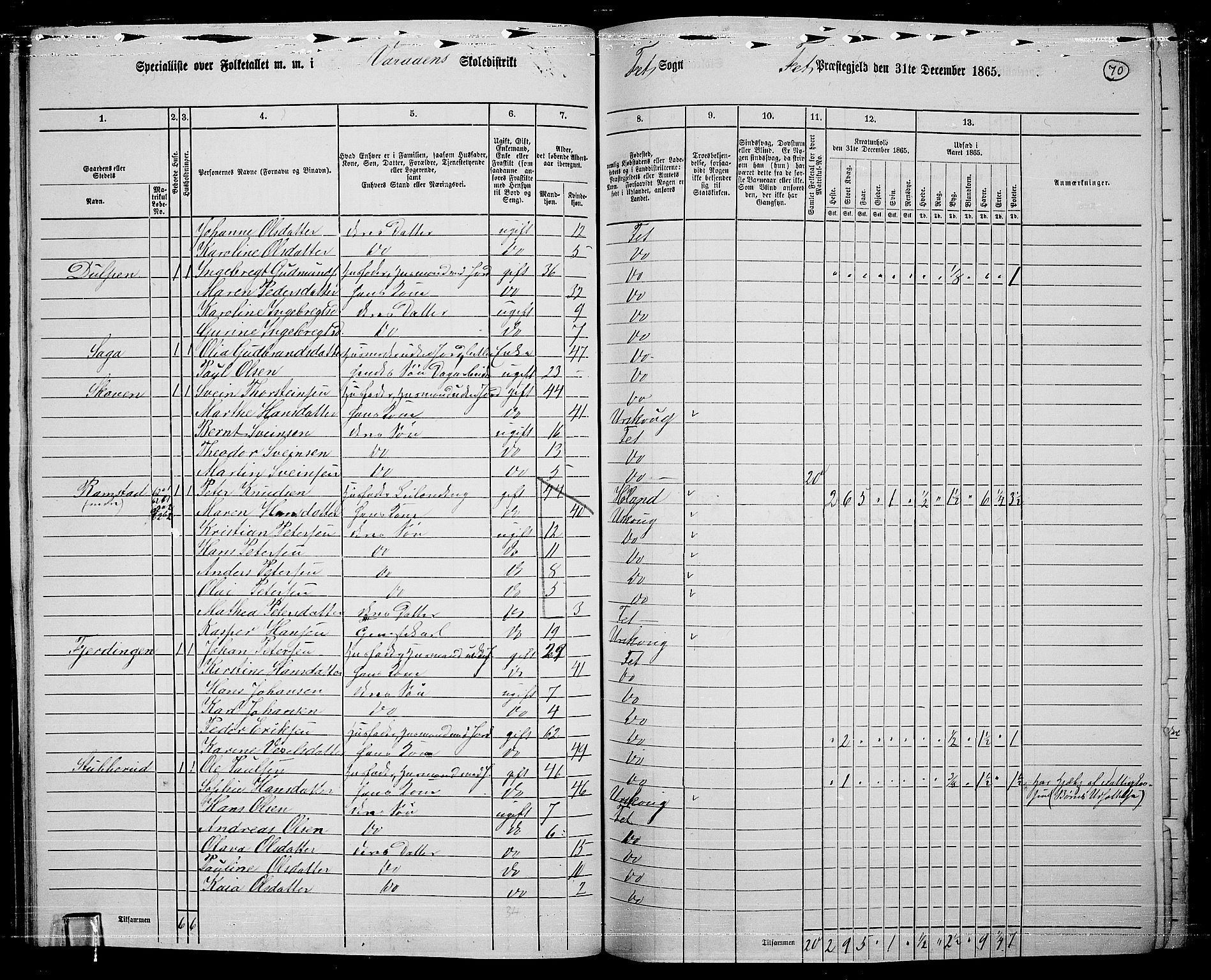 RA, 1865 census for Fet, 1865, p. 64