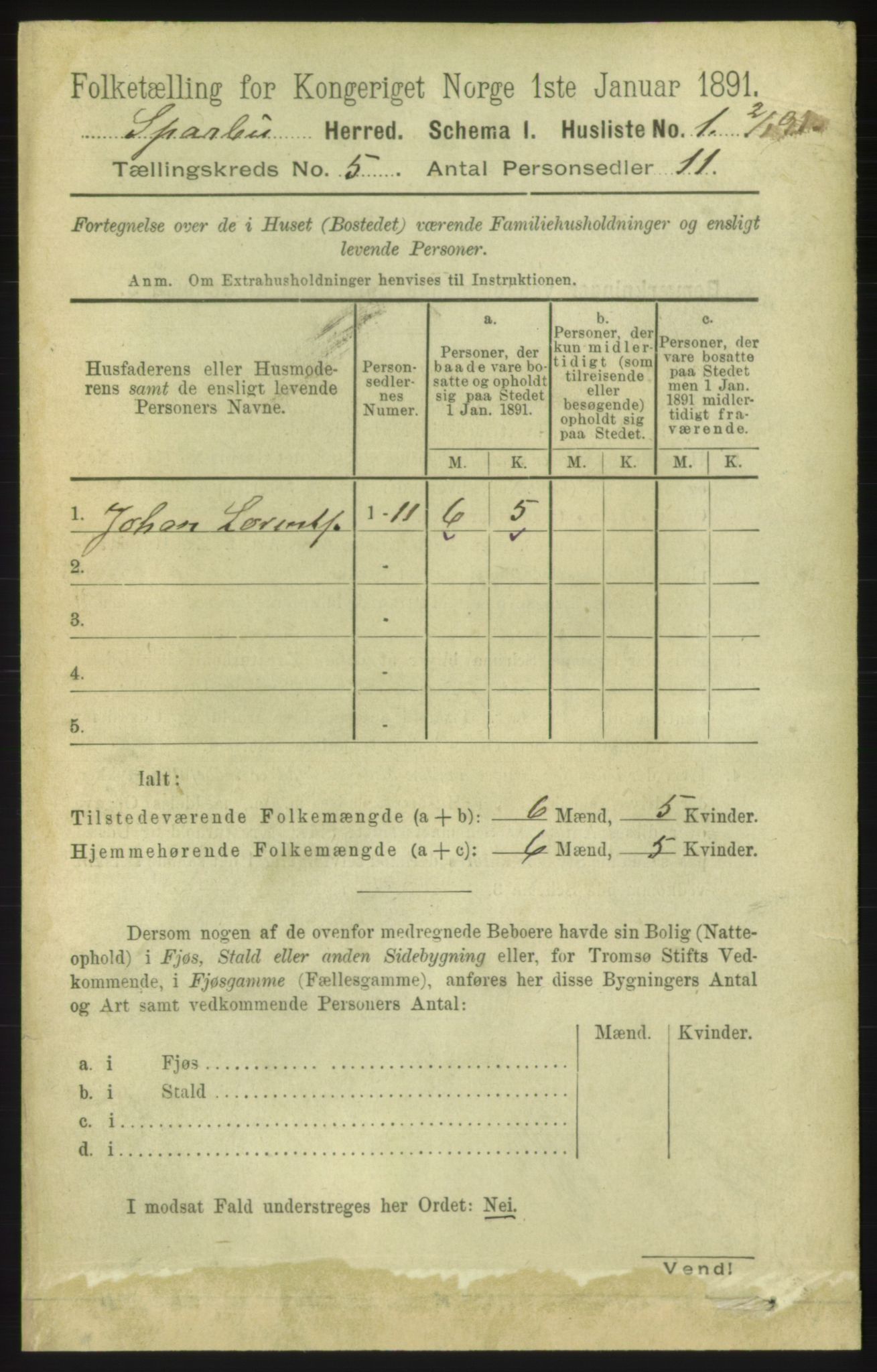 RA, 1891 census for 1731 Sparbu, 1891, p. 1581