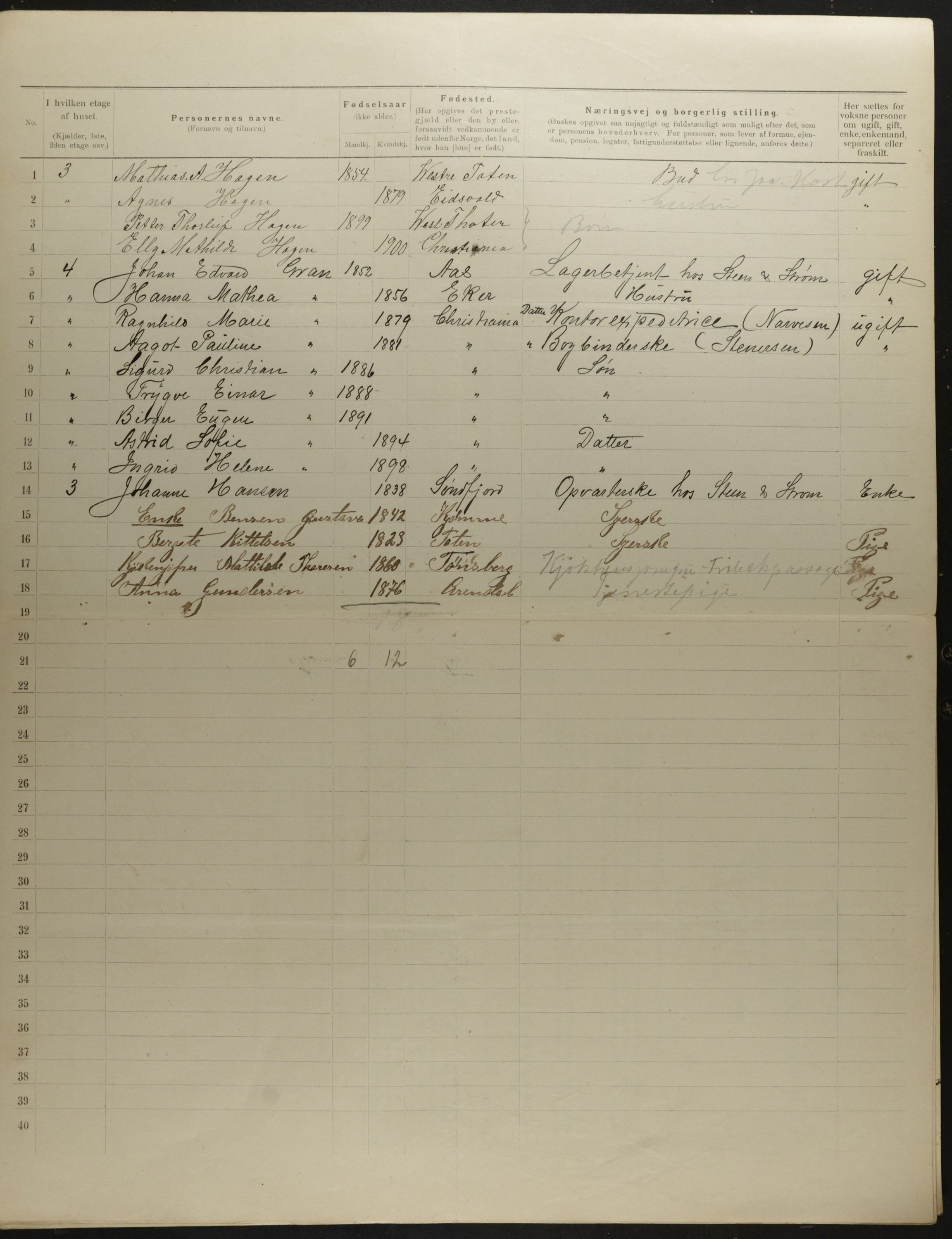 OBA, Municipal Census 1901 for Kristiania, 1901, p. 8130