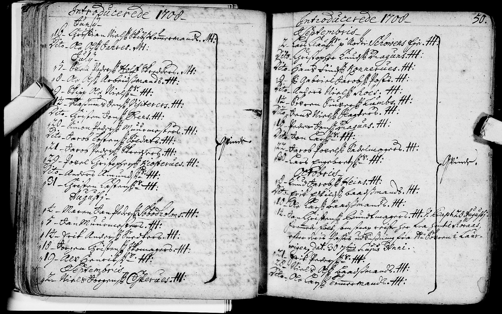 Bragernes kirkebøker, AV/SAKO-A-6/F/Fa/L0003: Parish register (official) no. I 3, 1706-1734, p. 50