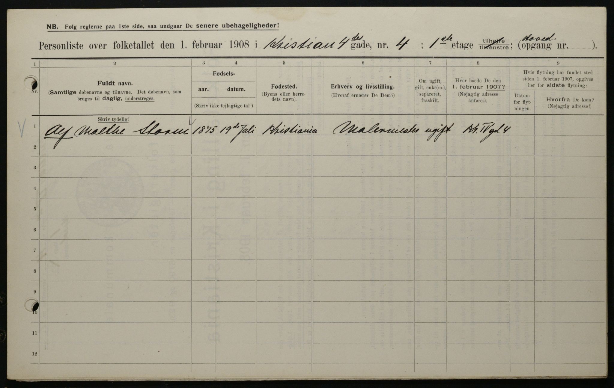 OBA, Municipal Census 1908 for Kristiania, 1908, p. 48473