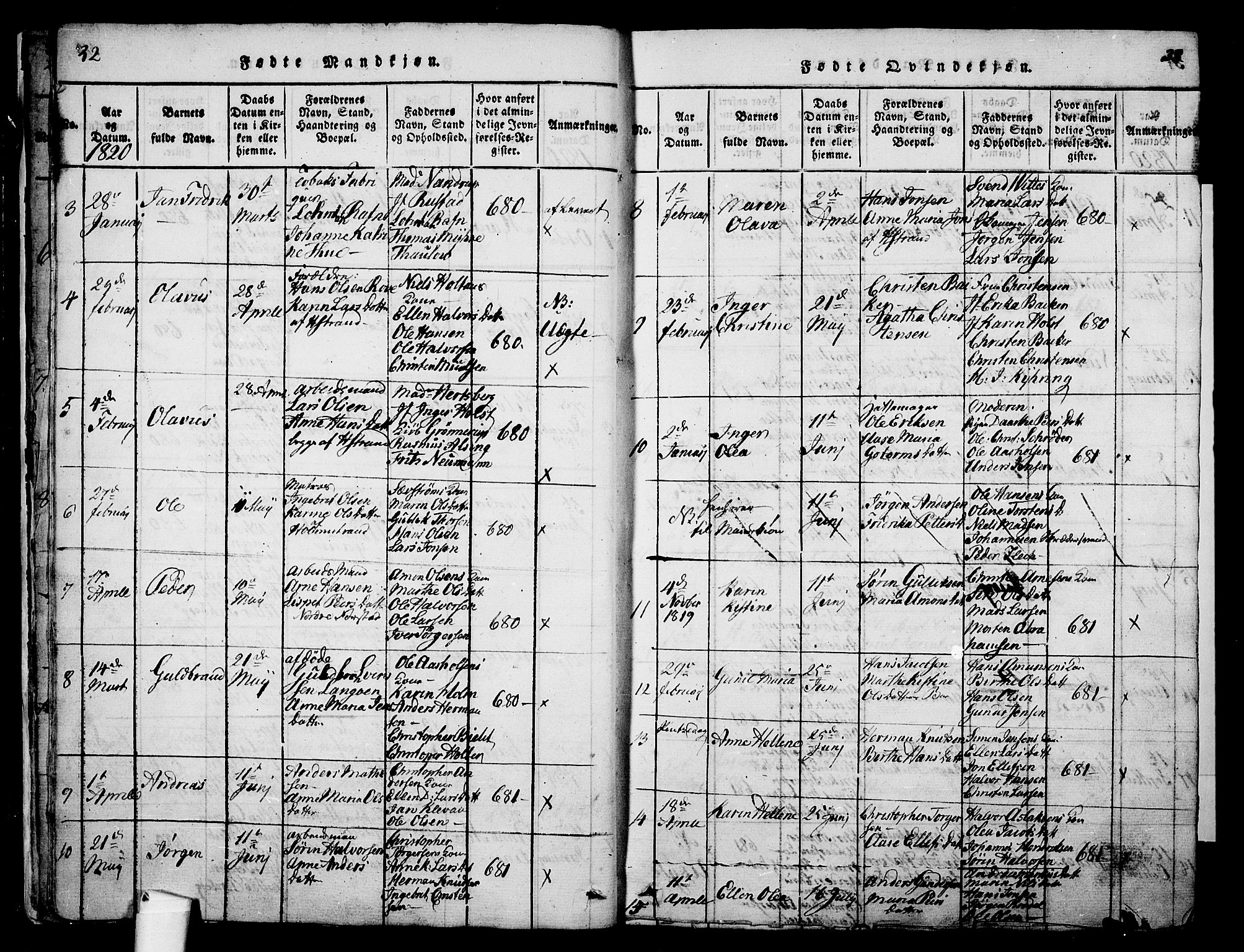 Holmestrand kirkebøker, SAKO/A-346/G/Ga/L0001: Parish register (copy) no. 1, 1814-1848, p. 32-33