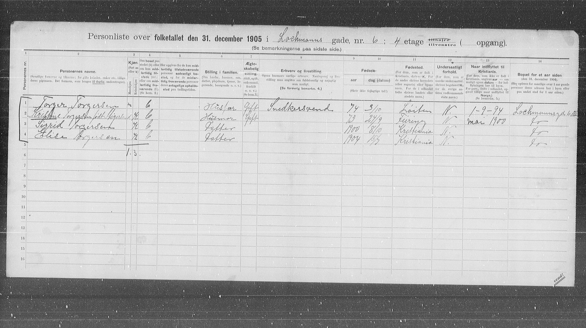 OBA, Municipal Census 1905 for Kristiania, 1905, p. 30667