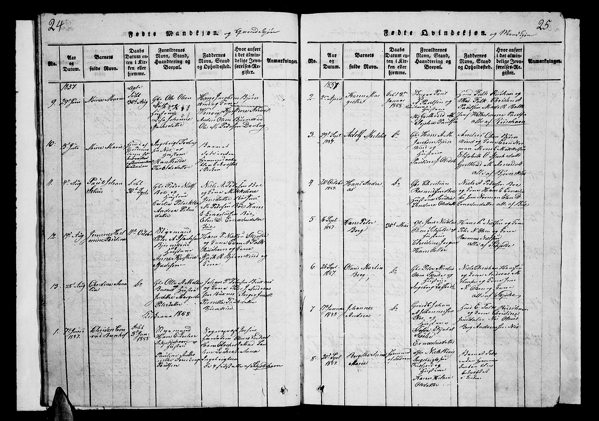 Ministerialprotokoller, klokkerbøker og fødselsregistre - Nordland, SAT/A-1459/899/L1446: Parish register (copy) no. 899C01, 1820-1868, p. 24-25