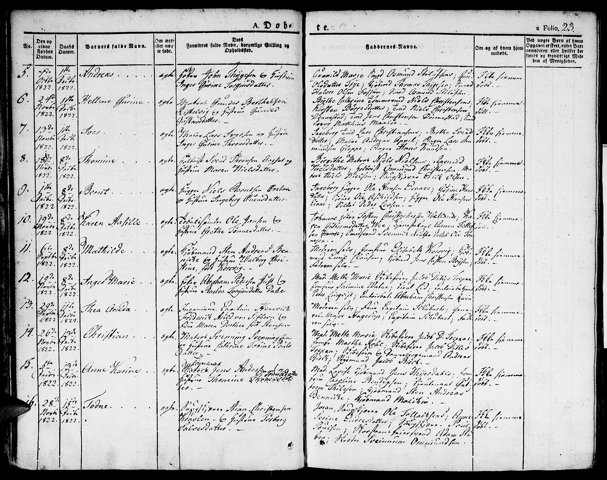 Kristiansand domprosti, SAK/1112-0006/F/Fa/L0009: Parish register (official) no. A 9, 1821-1827, p. 23