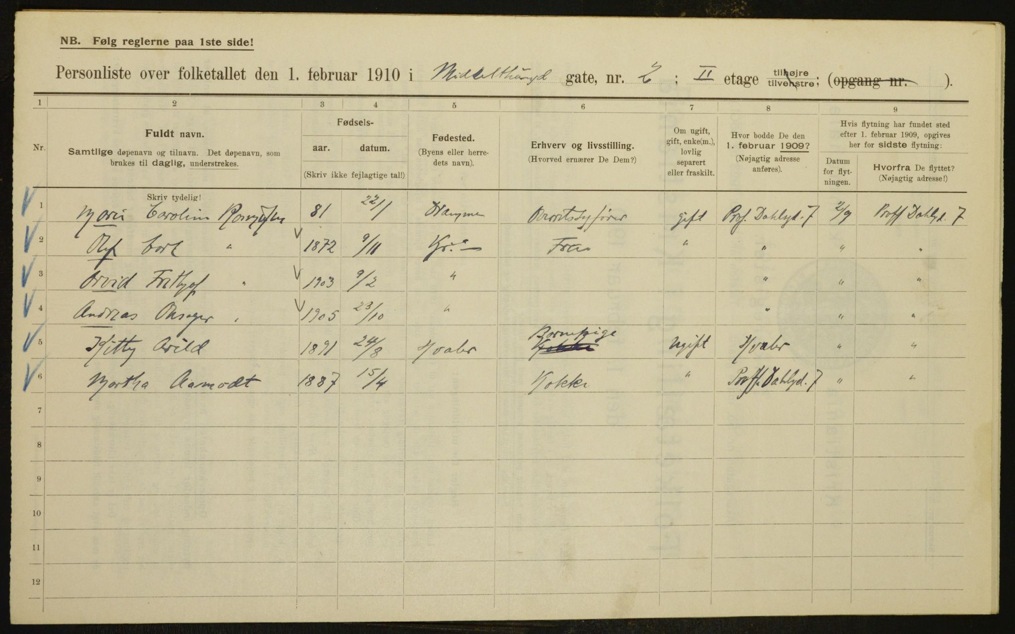 OBA, Municipal Census 1910 for Kristiania, 1910, p. 63222