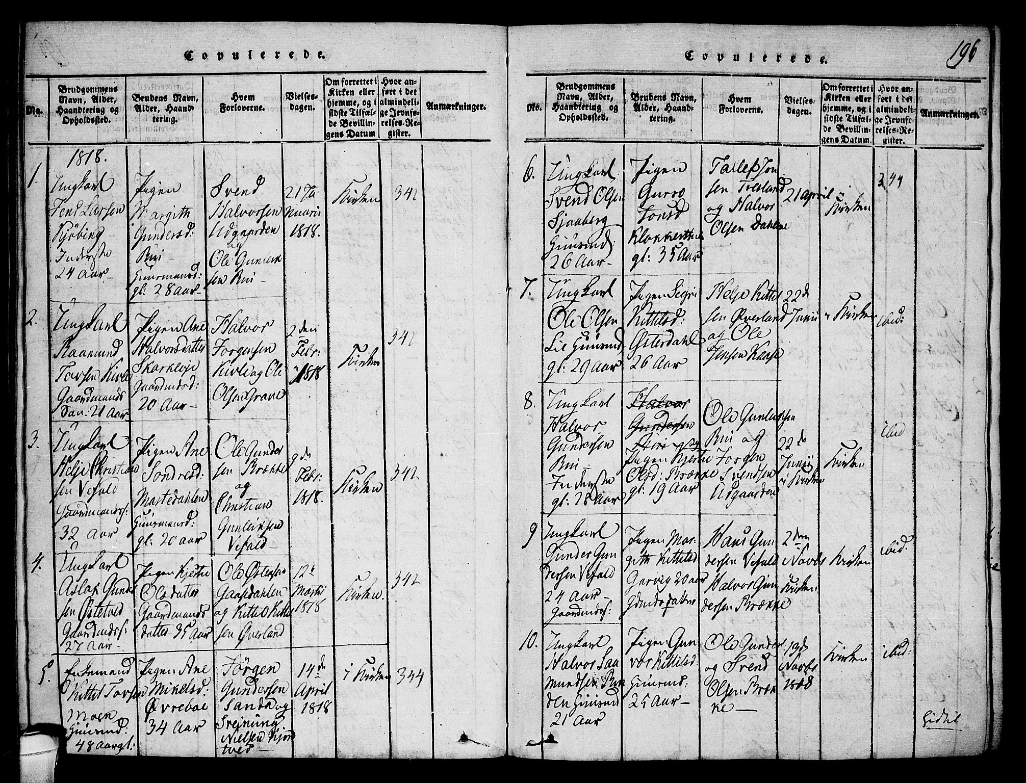 Seljord kirkebøker, SAKO/A-20/F/Fa/L0010: Parish register (official) no. I 10, 1815-1831, p. 196