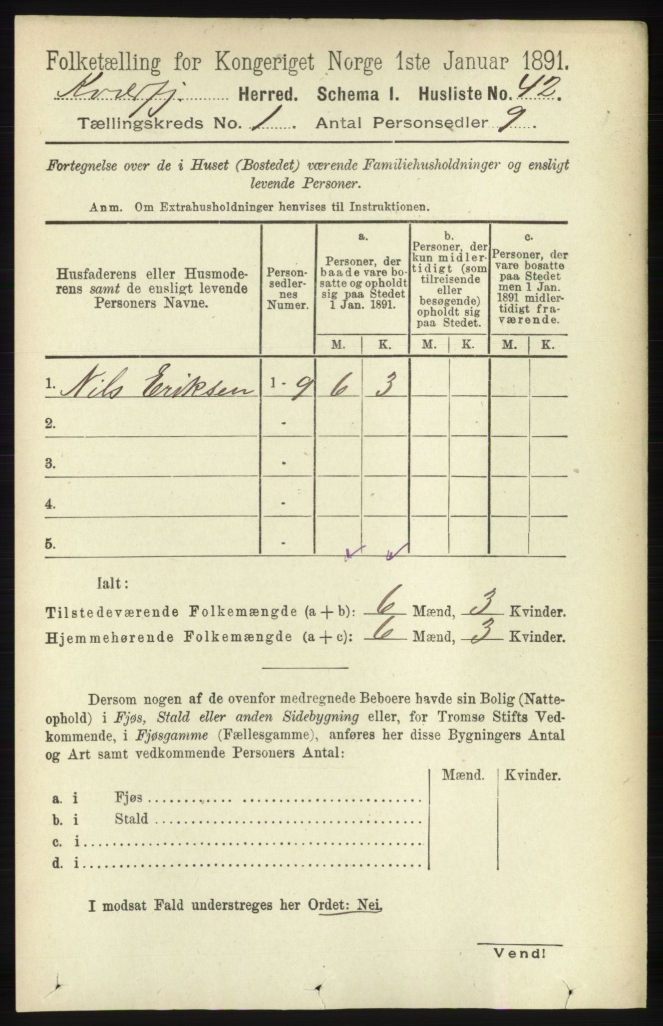 RA, 1891 census for 1911 Kvæfjord, 1891, p. 62