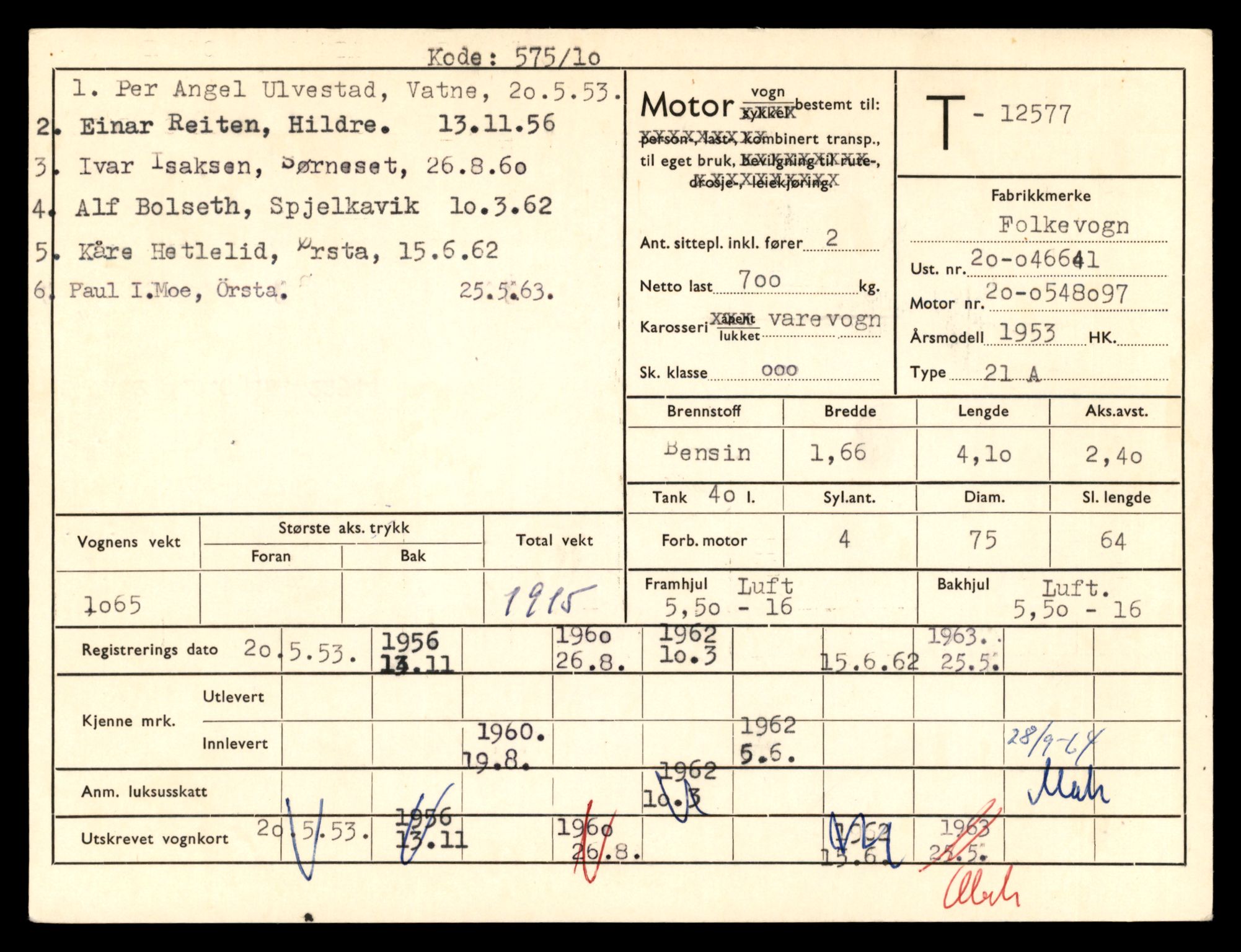 Møre og Romsdal vegkontor - Ålesund trafikkstasjon, AV/SAT-A-4099/F/Fe/L0034: Registreringskort for kjøretøy T 12500 - T 12652, 1927-1998, p. 1458