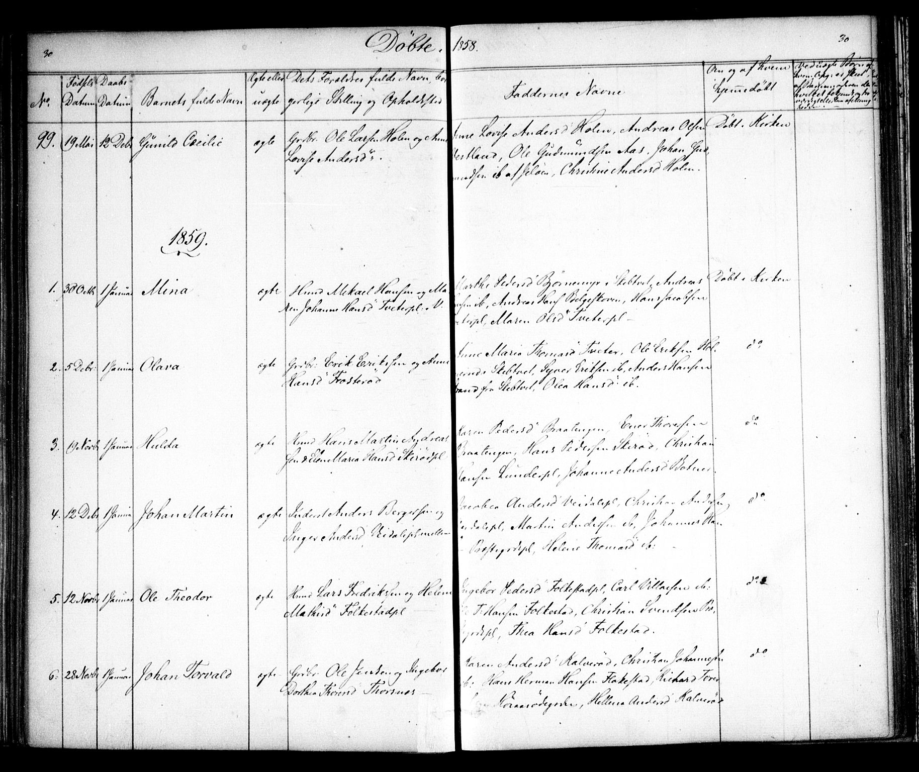 Våler prestekontor Kirkebøker, AV/SAO-A-11083/F/Fa/L0007: Parish register (official) no. I 7, 1856-1861, p. 30