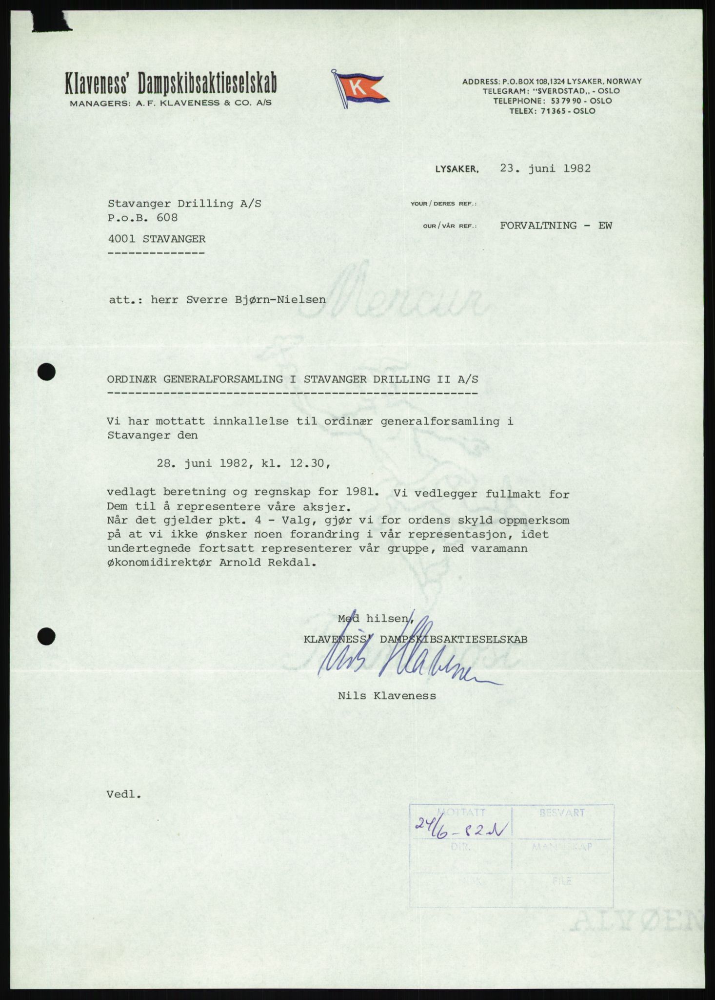 Pa 1503 - Stavanger Drilling AS, AV/SAST-A-101906/D/L0006: Korrespondanse og saksdokumenter, 1974-1984, p. 244