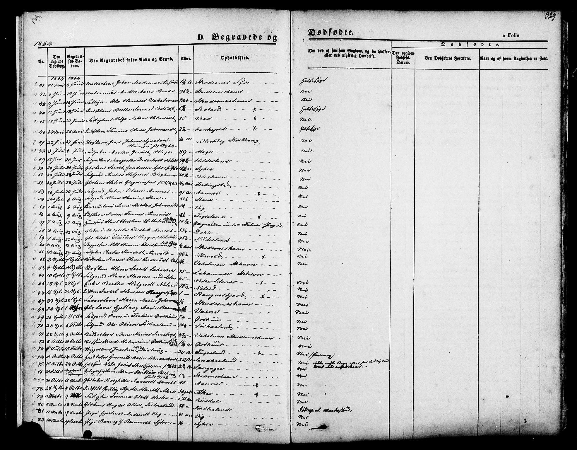 Skudenes sokneprestkontor, SAST/A -101849/H/Ha/Haa/L0006: Parish register (official) no. A 4, 1864-1881, p. 329