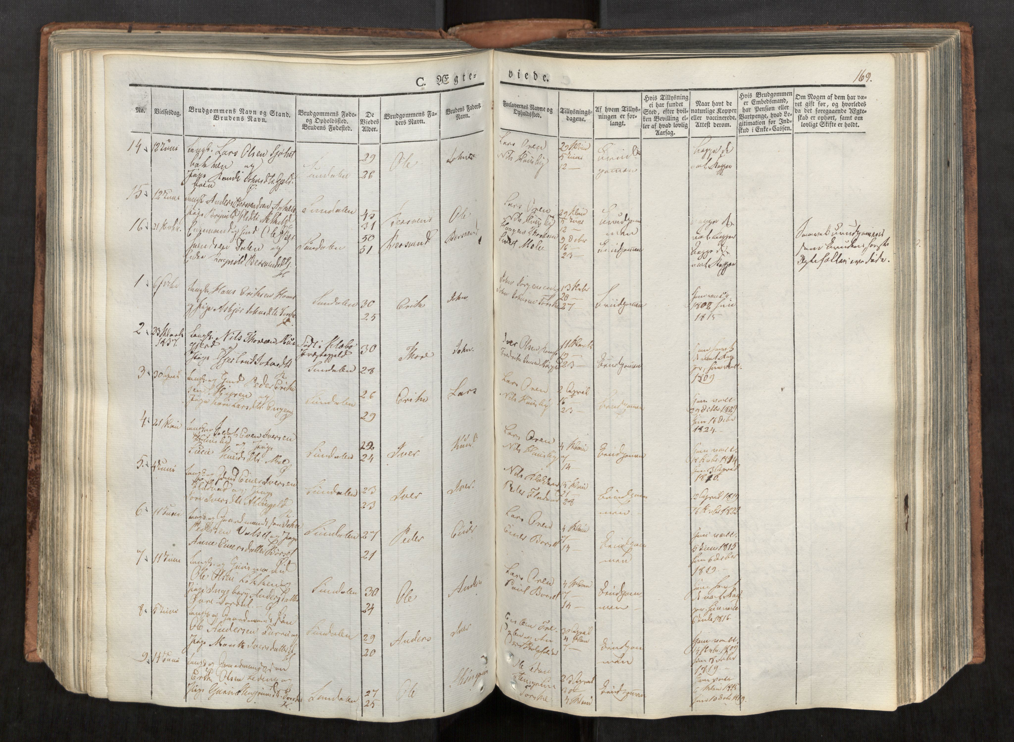 Ministerialprotokoller, klokkerbøker og fødselsregistre - Møre og Romsdal, SAT/A-1454/590/L1012: Parish register (official) no. 590A04, 1832-1846, p. 169