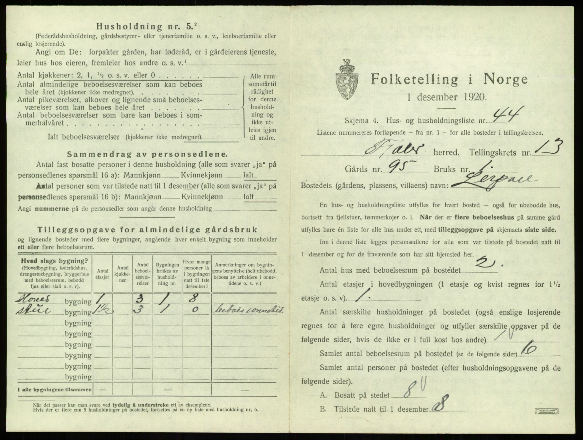 SAB, 1920 census for Fjaler, 1920, p. 1146