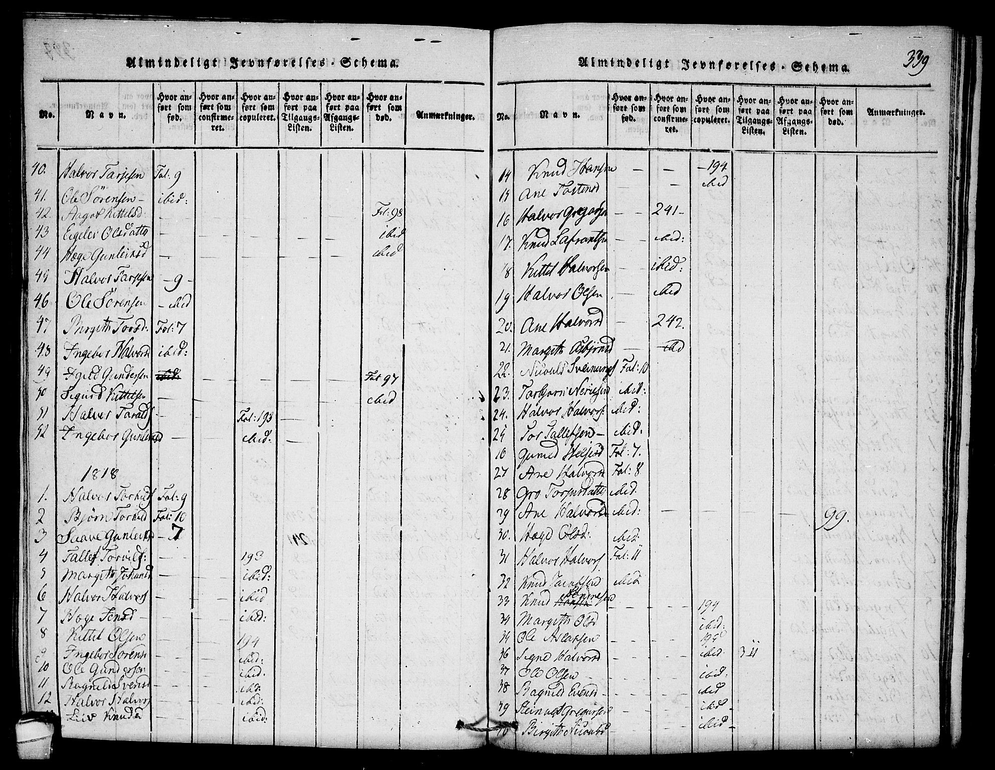 Seljord kirkebøker, SAKO/A-20/F/Fb/L0001: Parish register (official) no. II 1, 1815-1831, p. 339