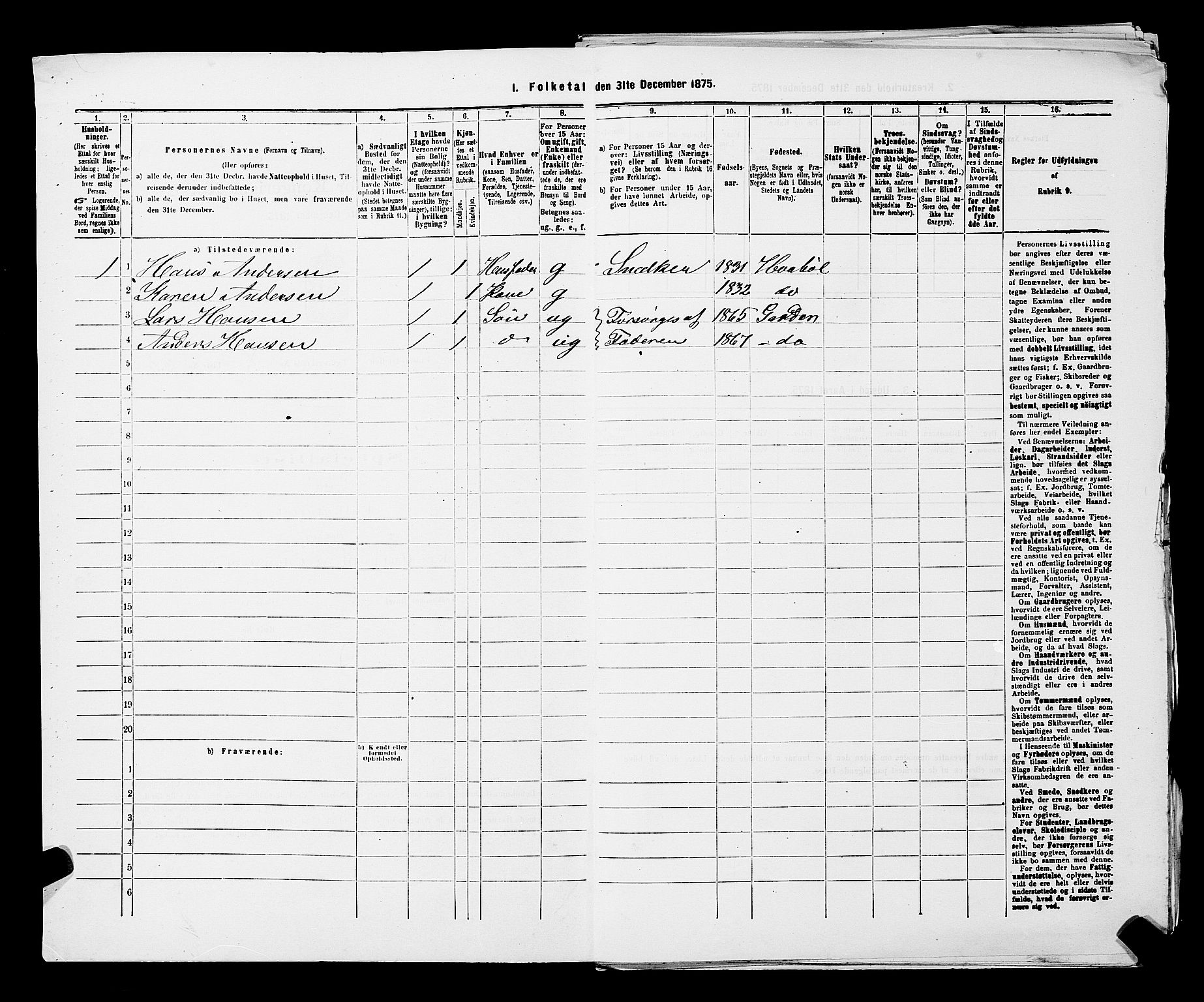 RA, 1875 census for 0204B Vestby/Hølen, 1875, p. 4