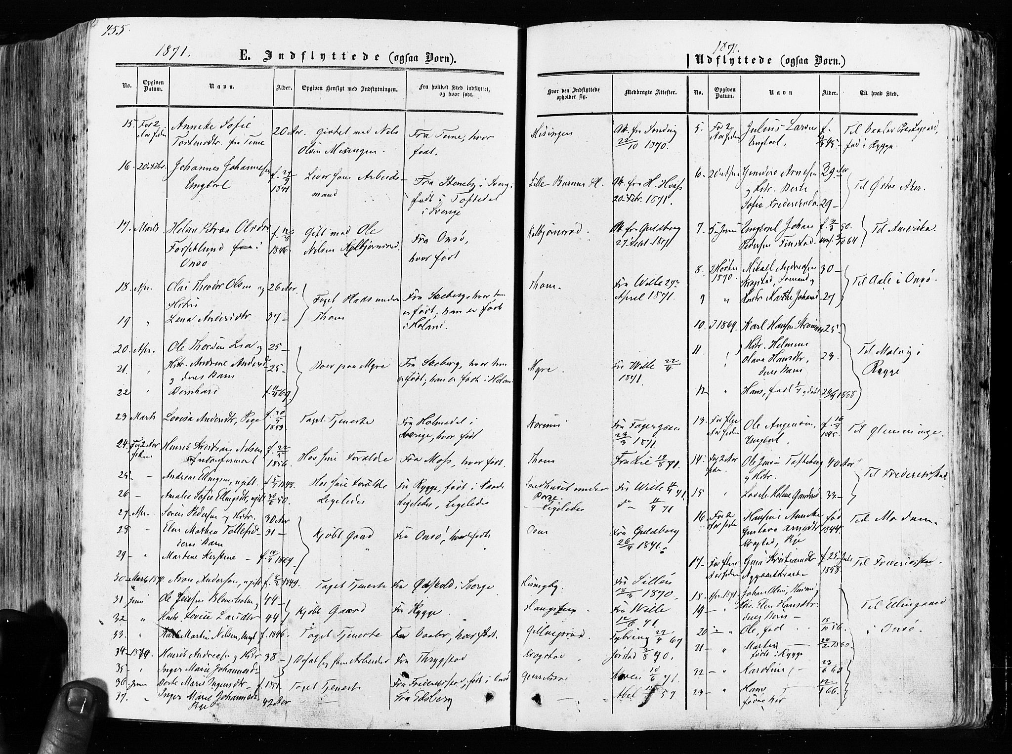 Råde prestekontor kirkebøker, AV/SAO-A-2009/F/Fa/L0006: Parish register (official) no. 6, 1854-1877, p. 455