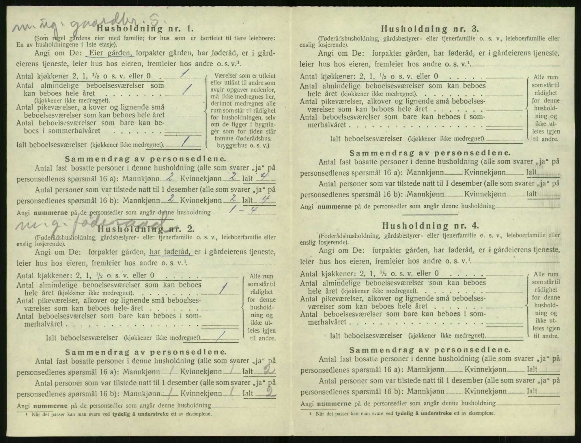 SAT, 1920 census for Sunnylven, 1920, p. 423