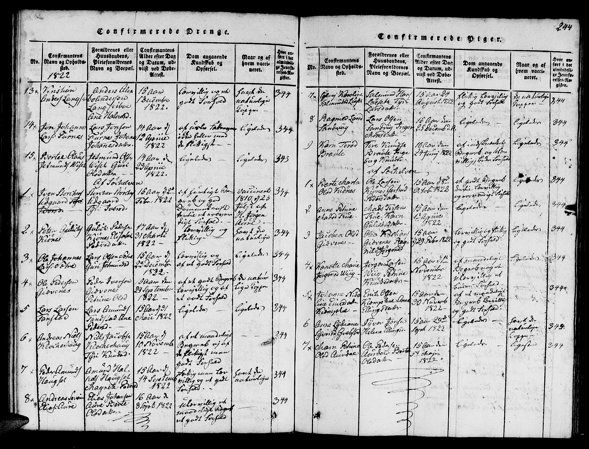 Ministerialprotokoller, klokkerbøker og fødselsregistre - Møre og Romsdal, AV/SAT-A-1454/522/L0322: Parish register (copy) no. 522C01, 1816-1830, p. 244