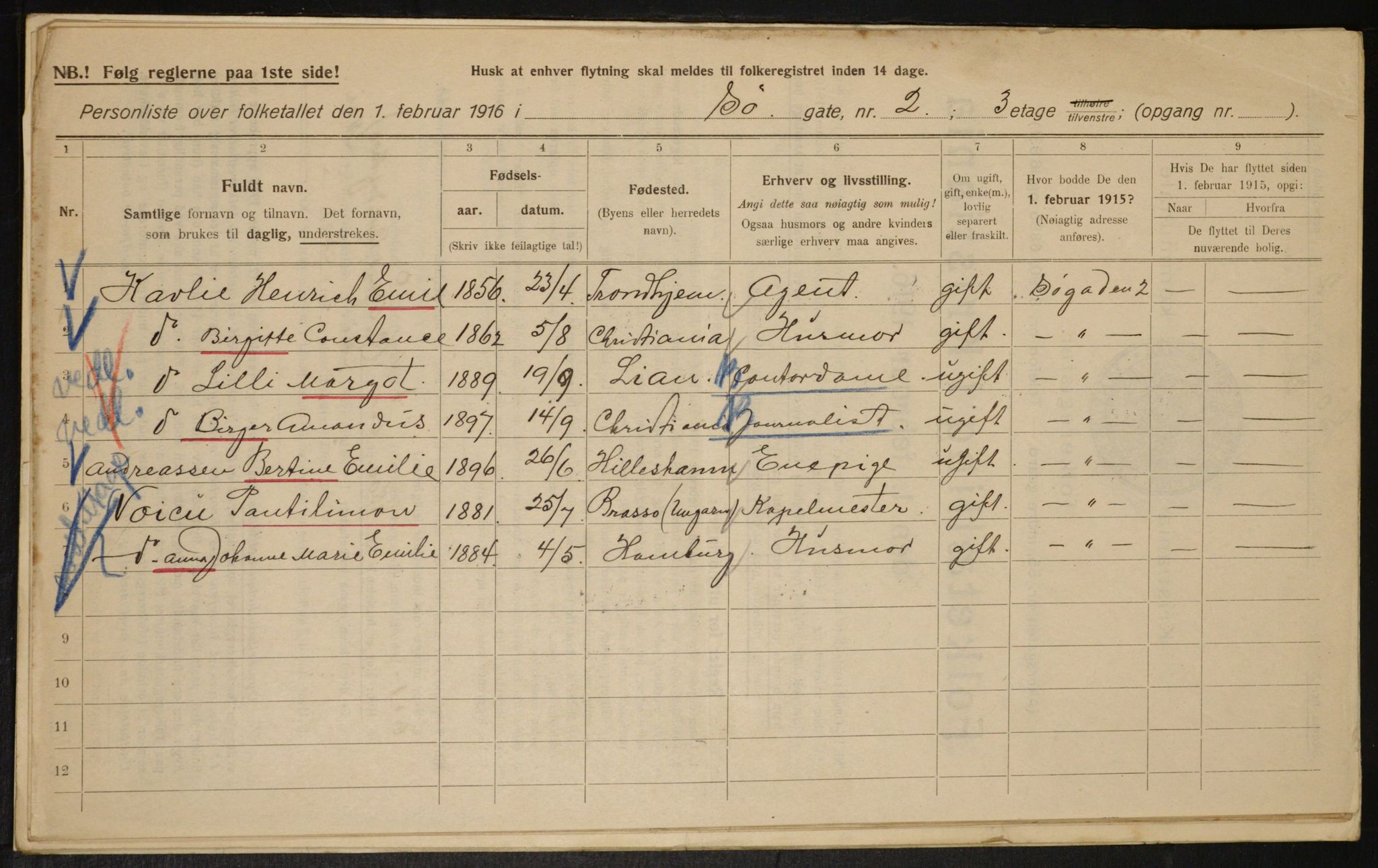 OBA, Municipal Census 1916 for Kristiania, 1916, p. 97541