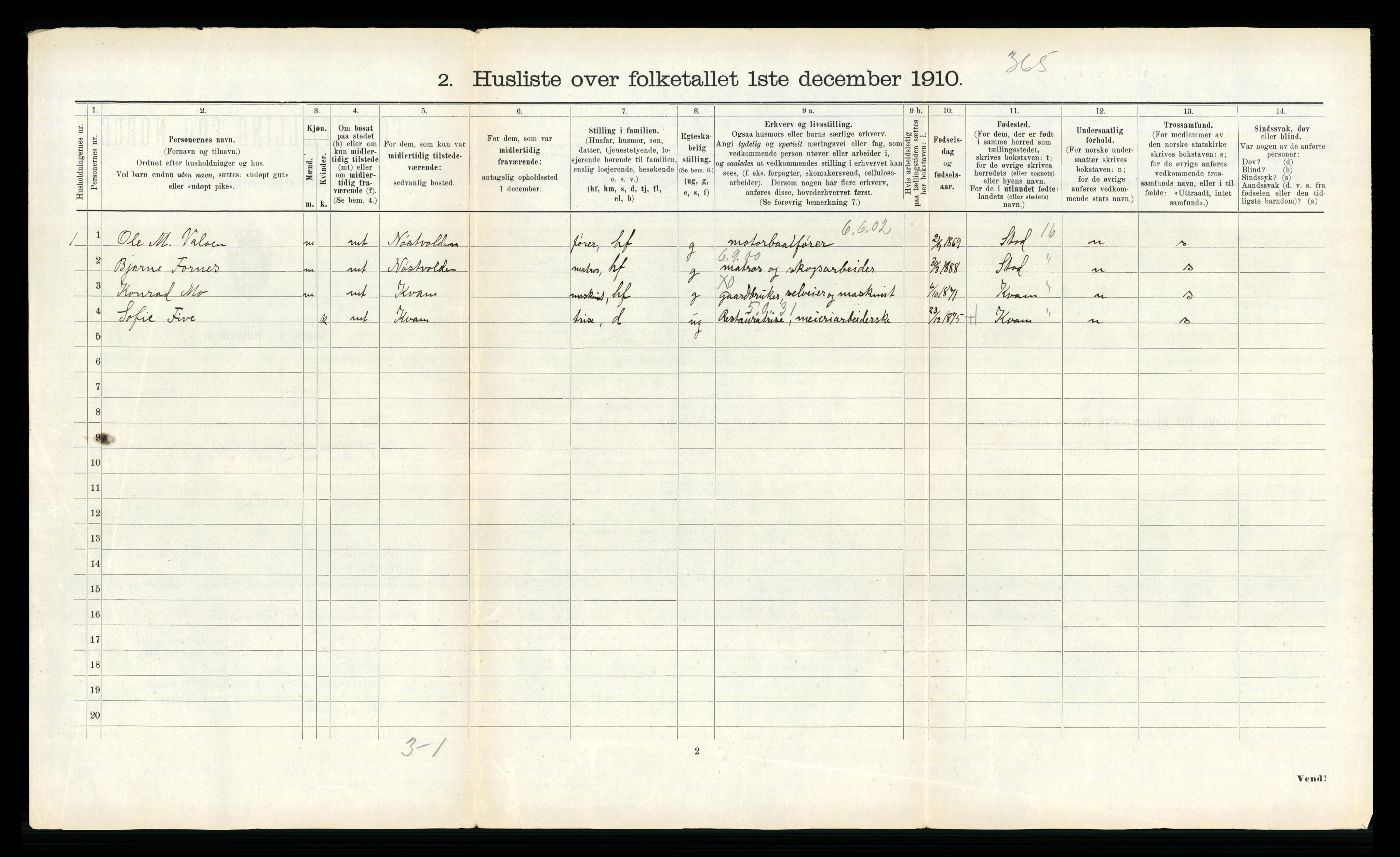 RA, 1910 census for Snåsa, 1910, p. 195