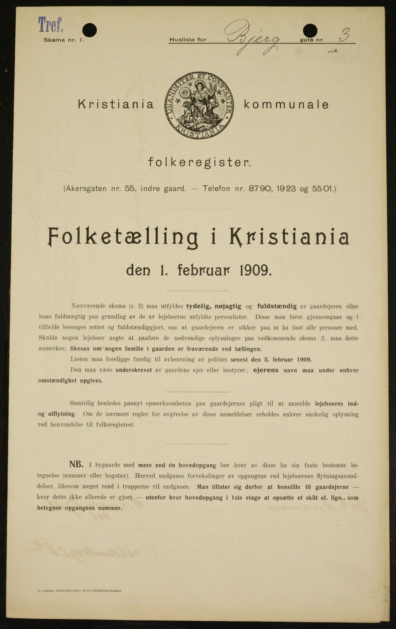 OBA, Municipal Census 1909 for Kristiania, 1909, p. 4927